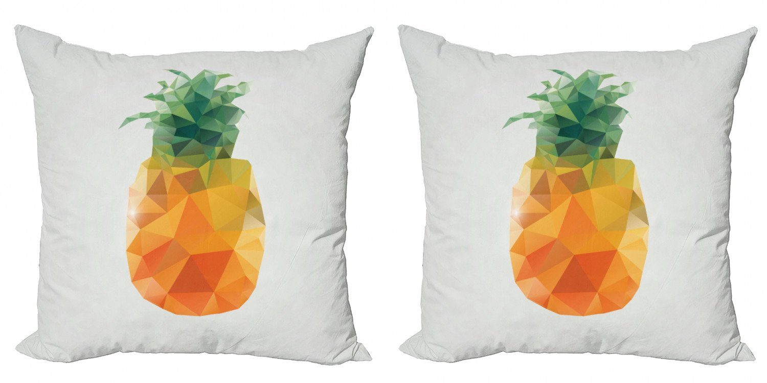 Kissenbezüge Modern Accent Doppelseitiger Digitaldruck, Abakuhaus (2 Stück), grün orange Angular Ananas