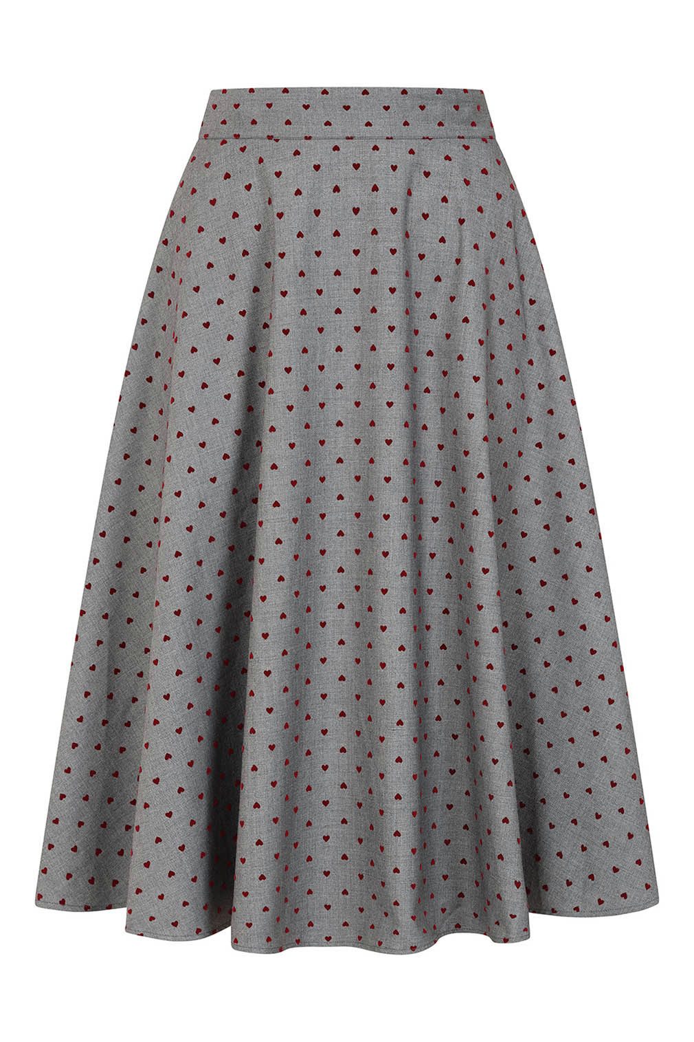 Banned A-Linien-Rock Annie Heart Swing Skirt Rockabilly Vintage Samt Herzen