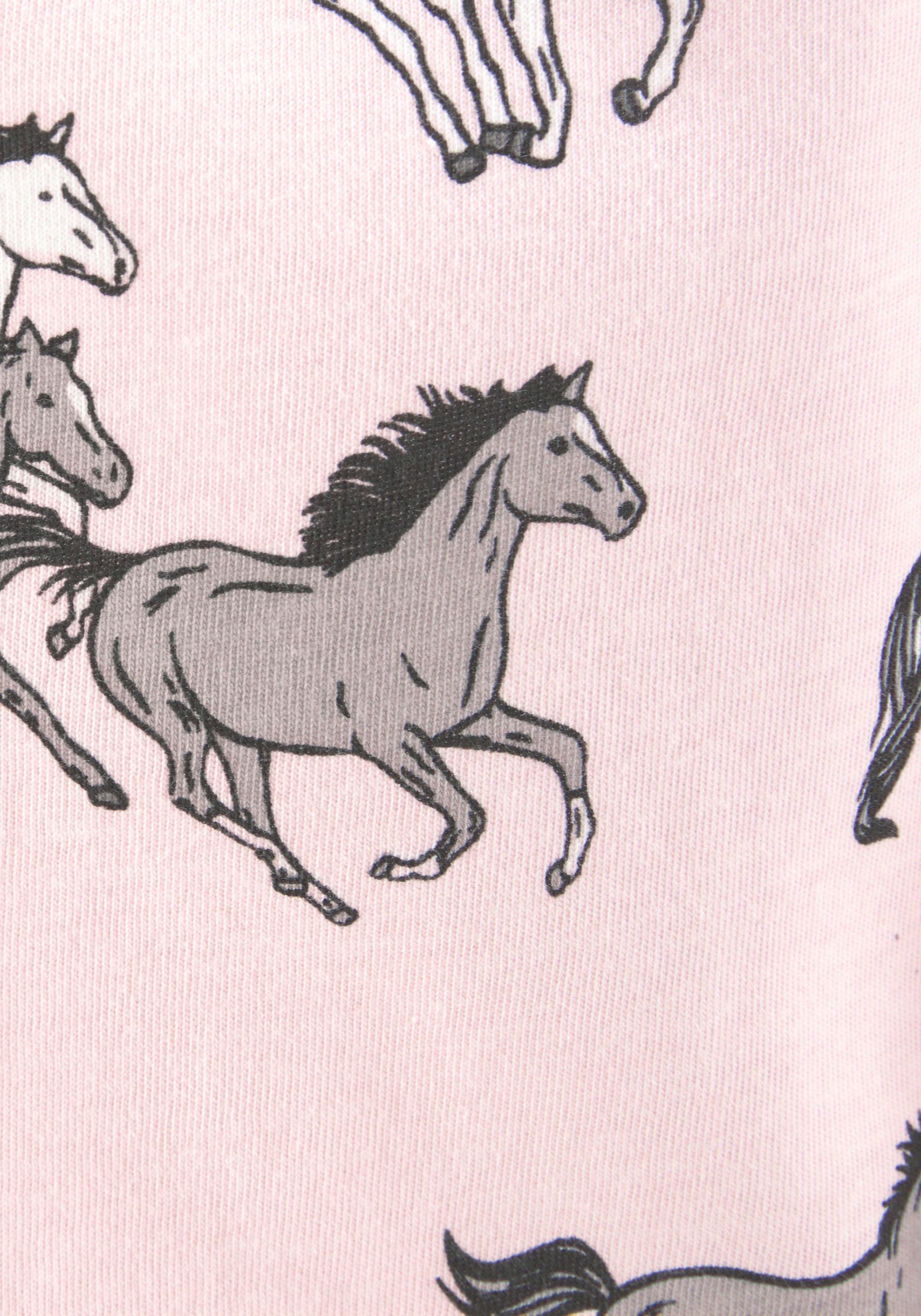 langer Stück) Form 1 fleur (2 Pyjama Print in petite Pferde mit tlg.,