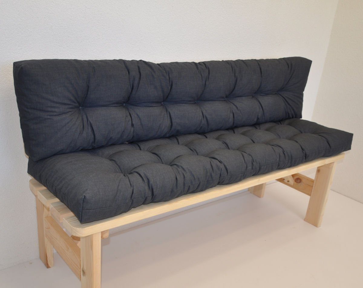 Rattani Bankauflage Kissen / Polster für Gartenbank / Bankkissen 150 cm anthrazit