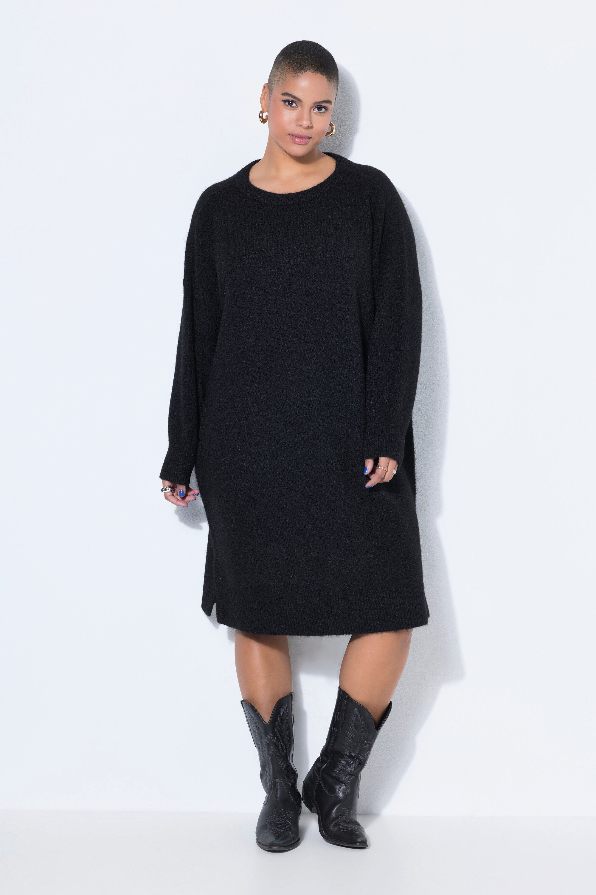 Minikleid Strickkleid oversized Midikleid Rundhals Langarm