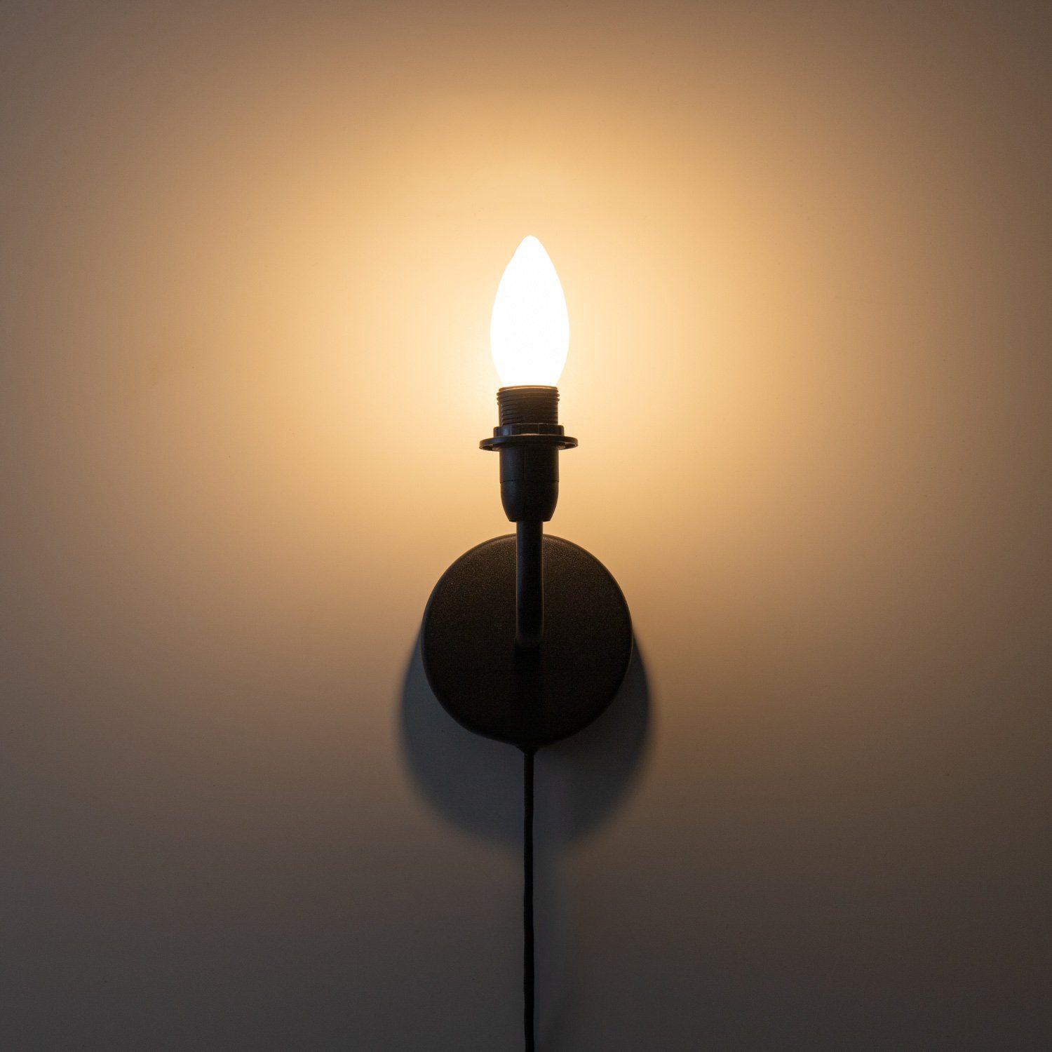 Home Schalter Mit Lampe Paco ohne Kabellänge Innen E14 Leuchtmittel, Wandlampe Flur LUCA, 3m Wandleuchte Wohnzimmer