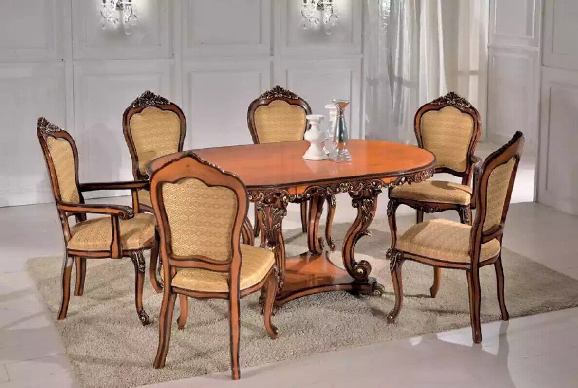 JVmoebel Esszimmer-Set Set Esstisch 4x Stühle 2x Armlehnenstuhle Esstischgruppe, (7-St), Made in Europa