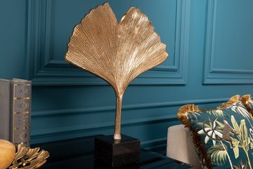 riess-ambiente Dekofigur GINKGO LEAF 44cm gold / schwarz (Einzelartikel, 1 St), Wohnzimmer · Metall · Skulptur · Marmor-Sockel · Schlafzimmer