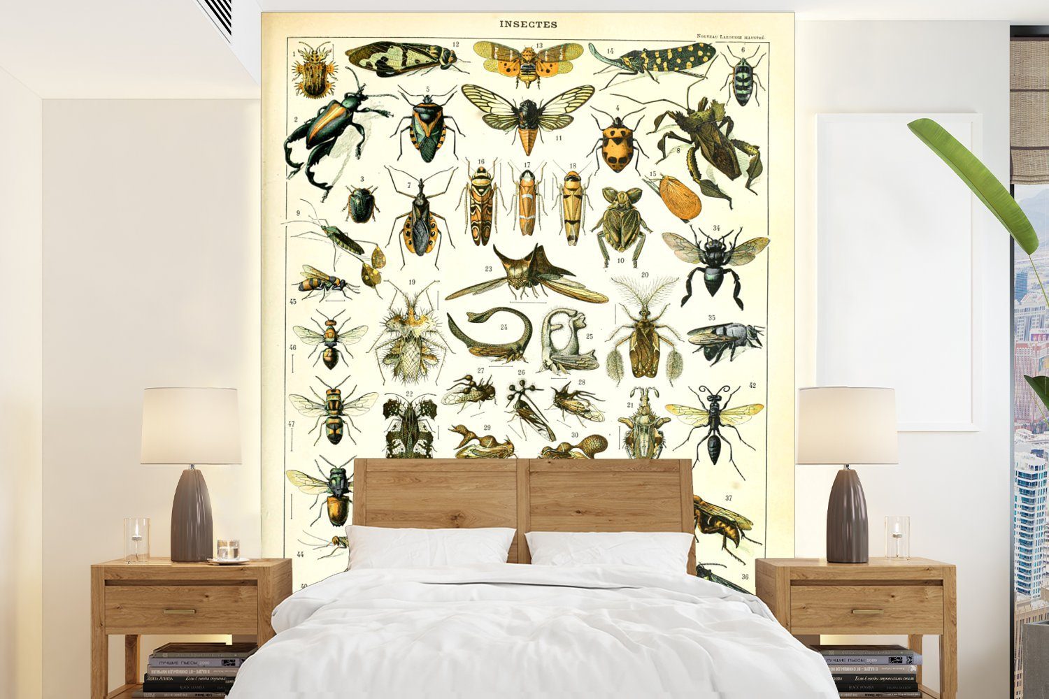 Wandtapete (4 Insekten St), für - Jahrgang, - Tapete bedruckt, Tiere Fototapete Montagefertig Matt, MuchoWow Wohnzimmer, Vinyl