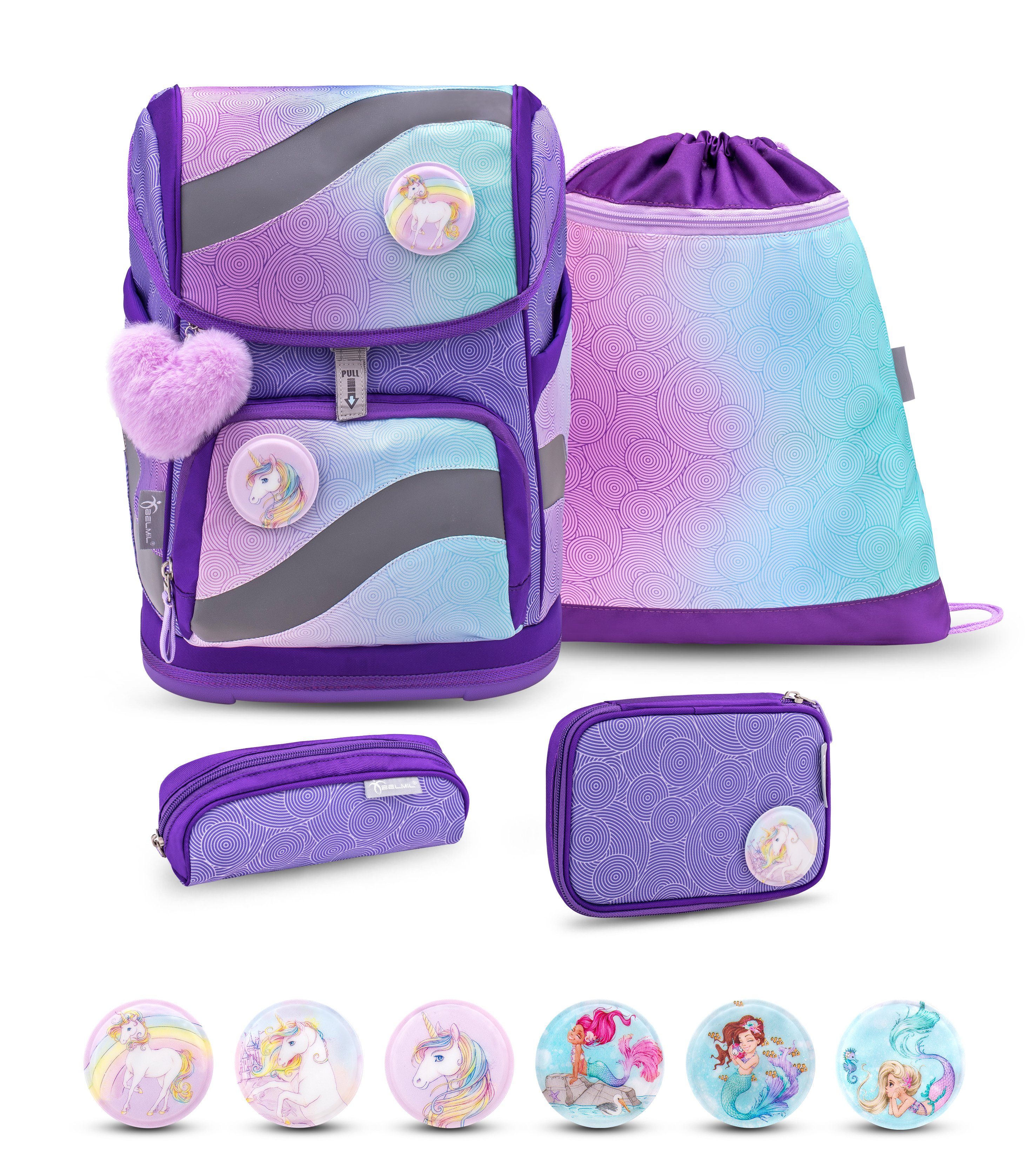 Belmil Schulranzen Smarty Schulranzen Set 5-teilig mit 6 Patches
