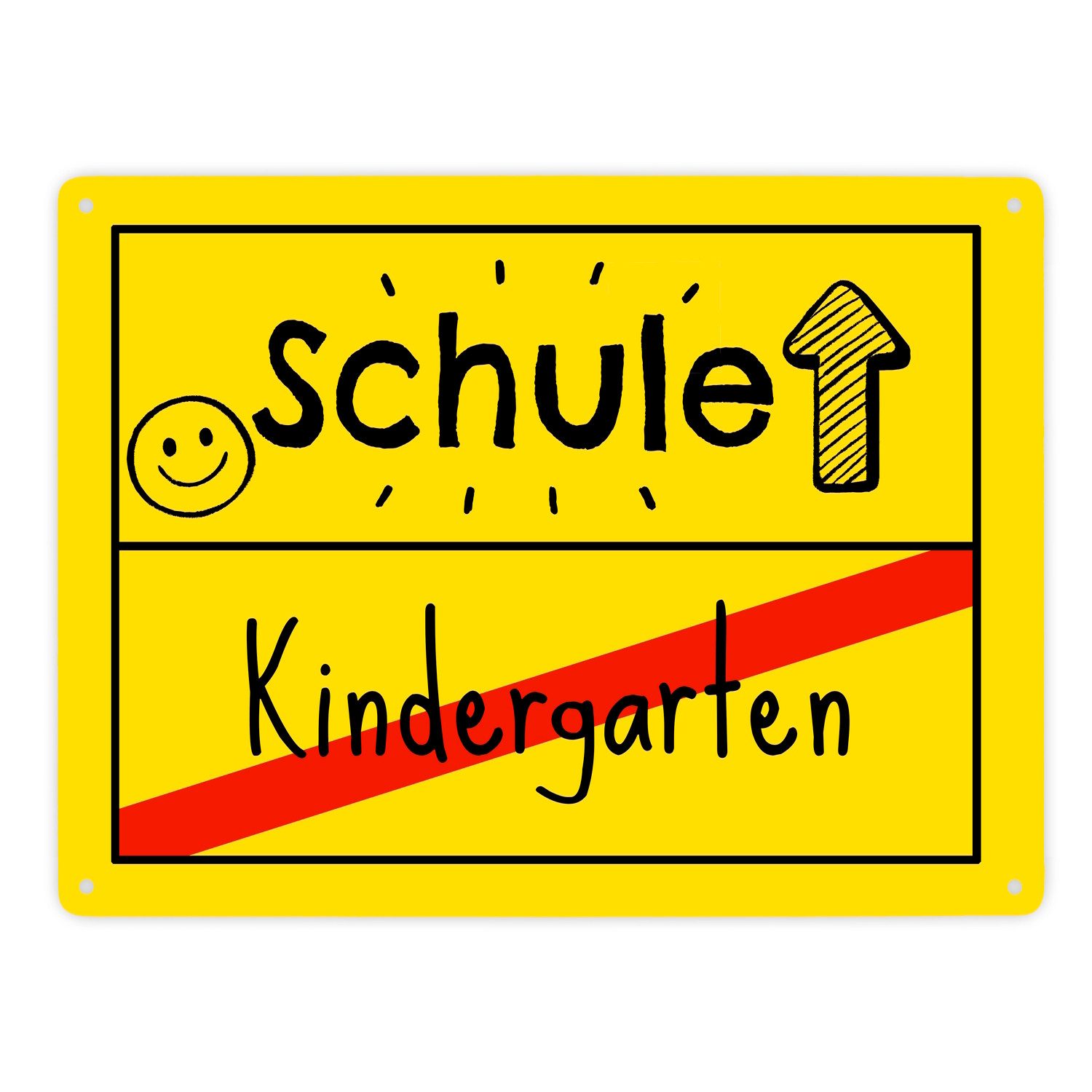 speecheese Metallschild Zur Einschulung Metallschild XXL in 28x38 cm mit Spruch Schule