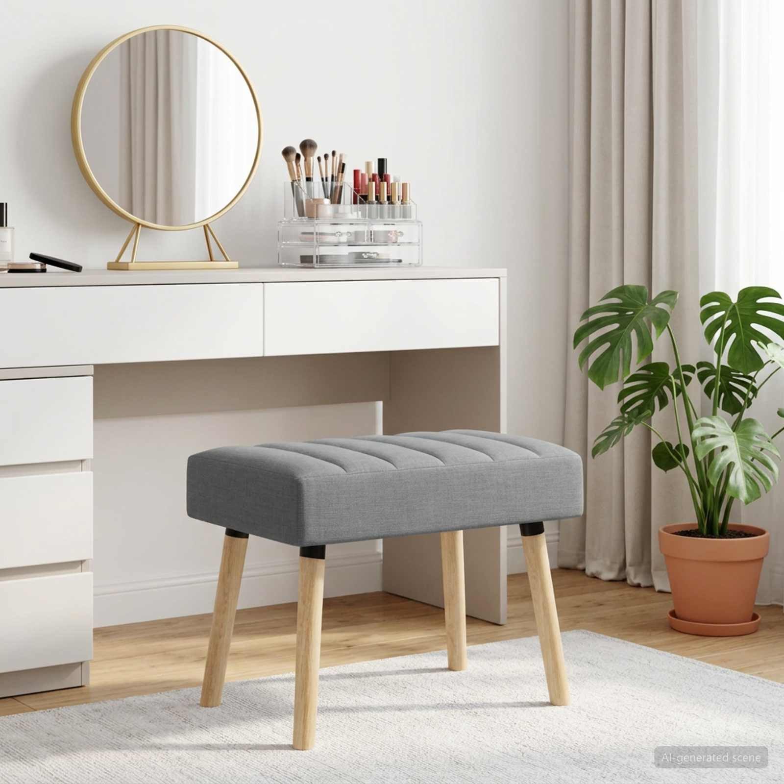 vidaXL Sitzbank Kanalgepolsterte Bank Hellgrau 60 x 40 x 45 cm Stoff (1-St)