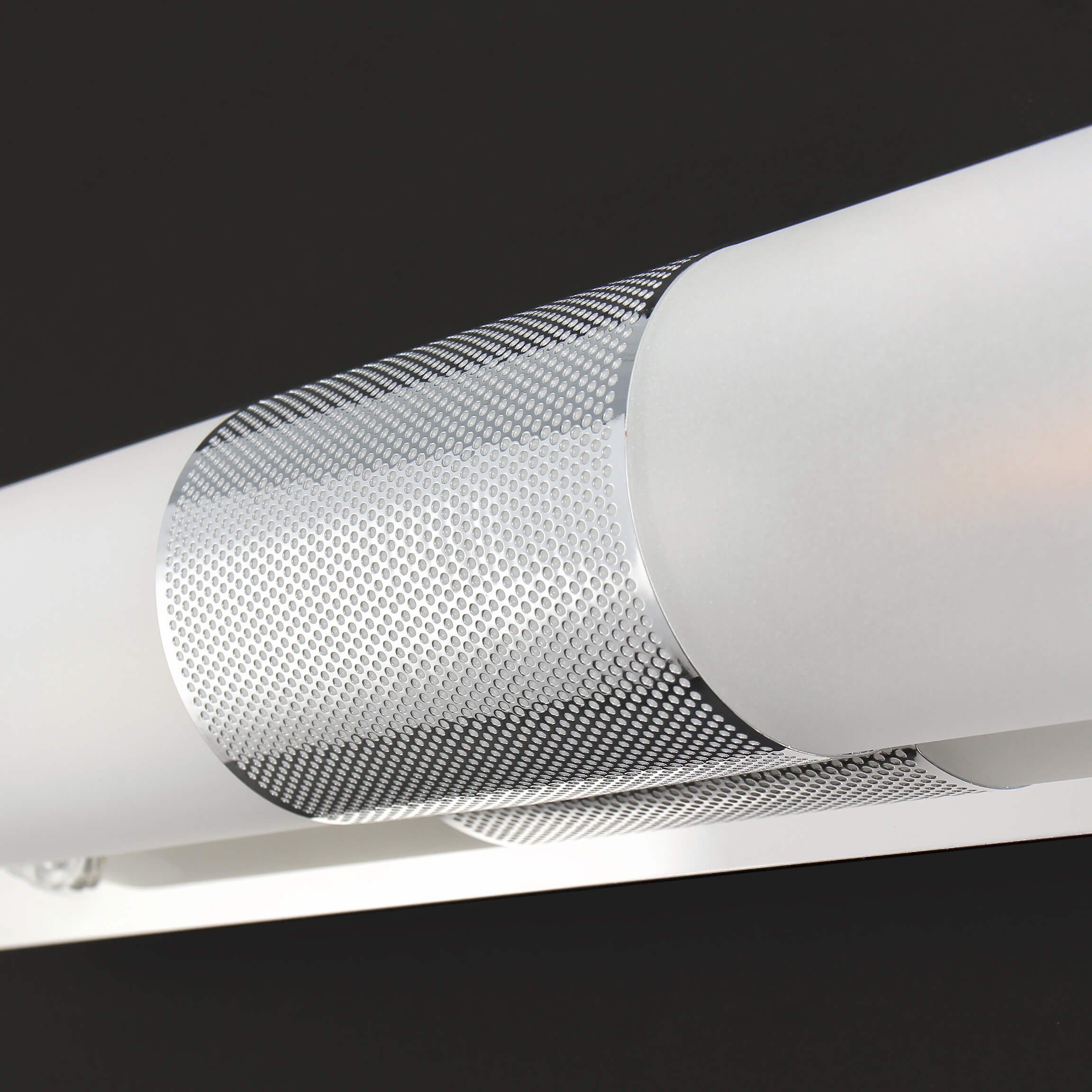 Licht-Erlebnisse Wandleuchte PERIO, ohne E14 Badlampe Glas Wandlampe blendarm 2x Metall Badezimmer Leuchtmittel