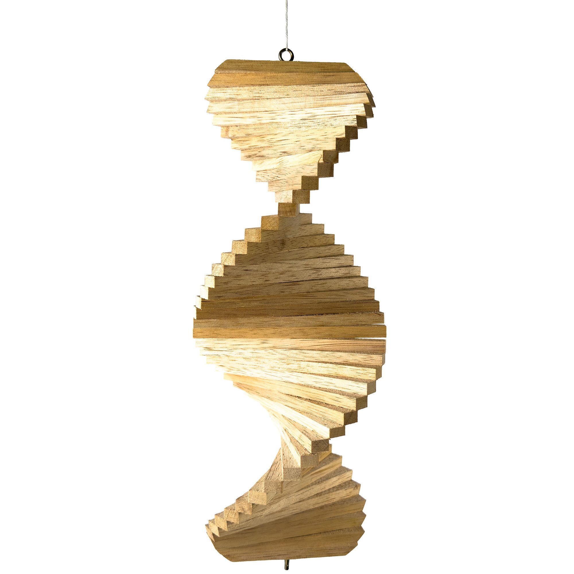 WORU Windspiel Holz-Windspiel Spirale – Naturdeko für Garten, Balkon & Terrasse