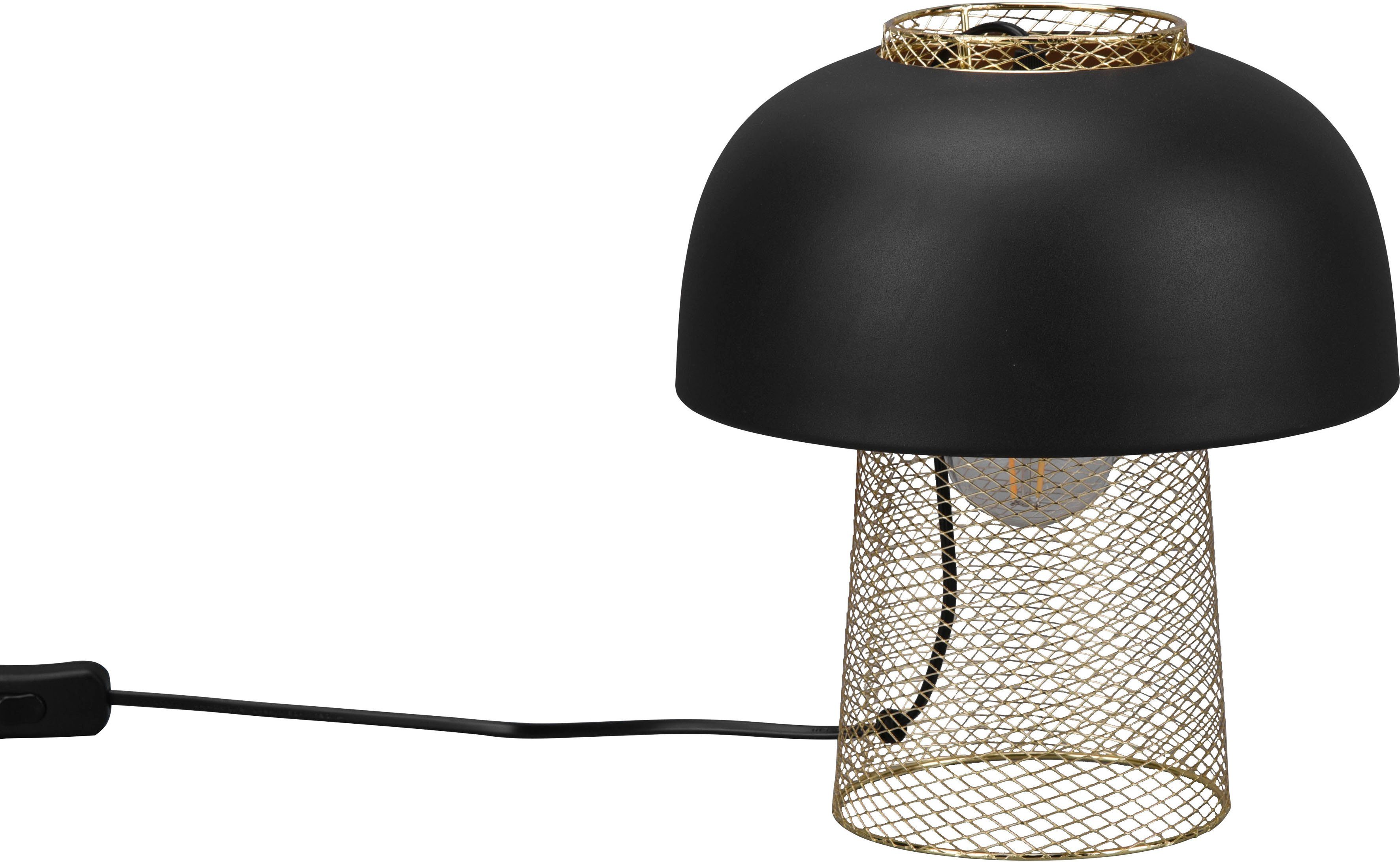 Reality Leuchten Schreibtischlampe Punch, Ein-/Ausschalter, ohne Leuchtmittel, warmweiß - kaltweiß, Industrie-Look mit Fuß in Gitteroptik, schwarz-gold exkl 1xE27 max 25W