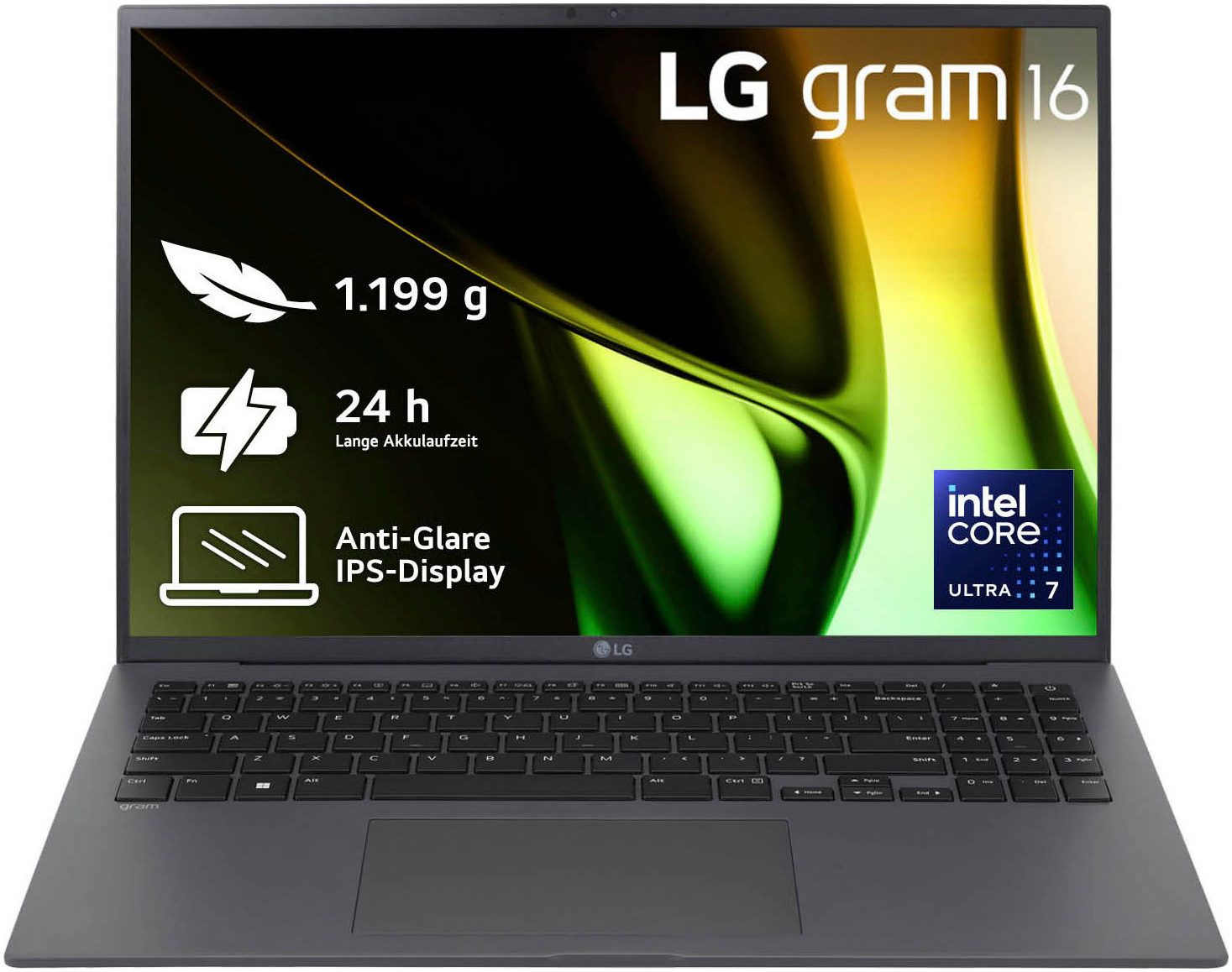 LG Gram 16" Ultralight Laptop, IPS-Display, 16 GB RAM, Windows 11 Home, Business-Notebook (40,6 cm/16 Zoll, Intel Core Ultra 7 155H, ARC, 1000 GB SSD, 16Z90S-G.AA79G, 2024)