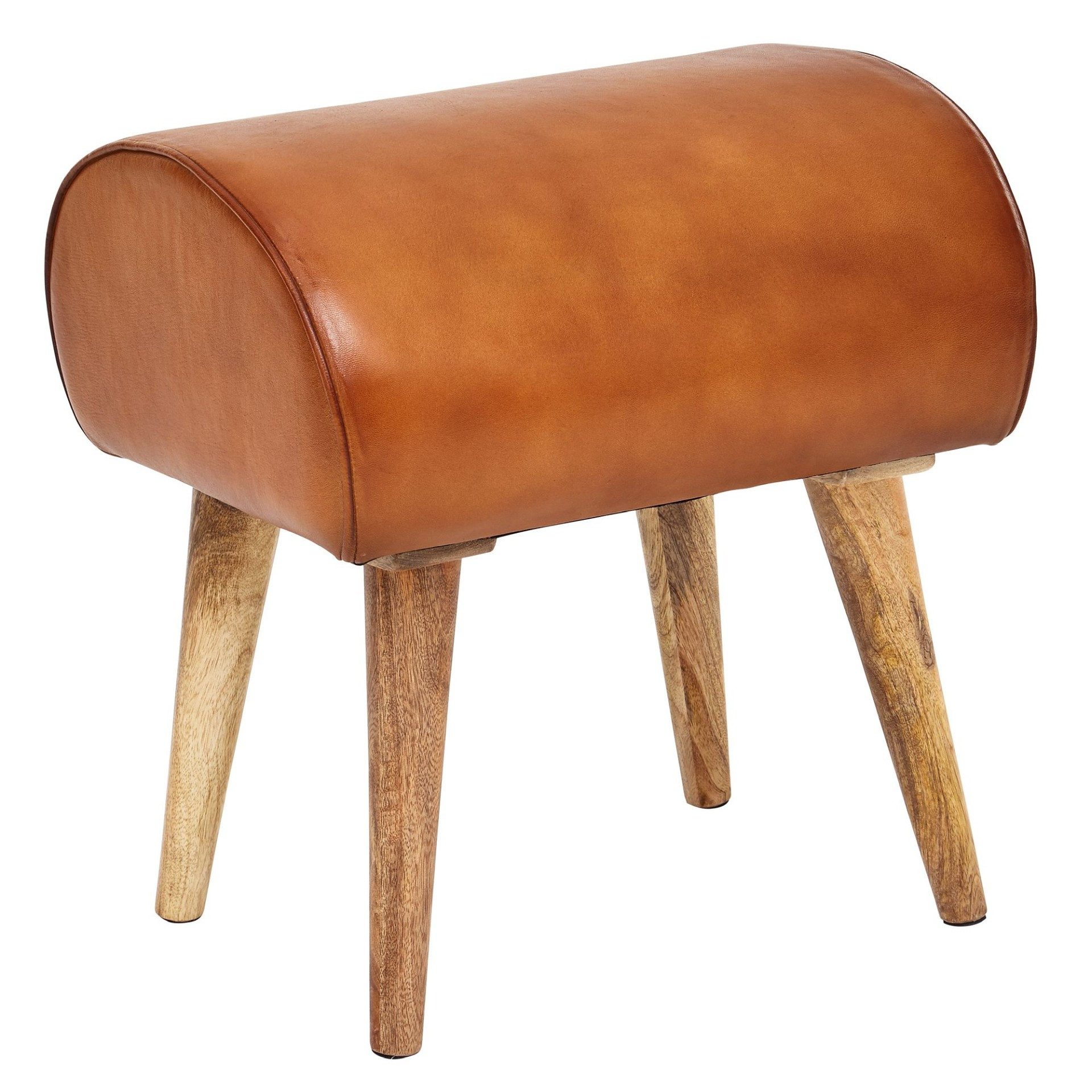 moebelfaktor Sitzhocker Thorso, Echtleder, Sitzhöhe 53 cm, gepolstert, braun, Fußhocker, Landhaus