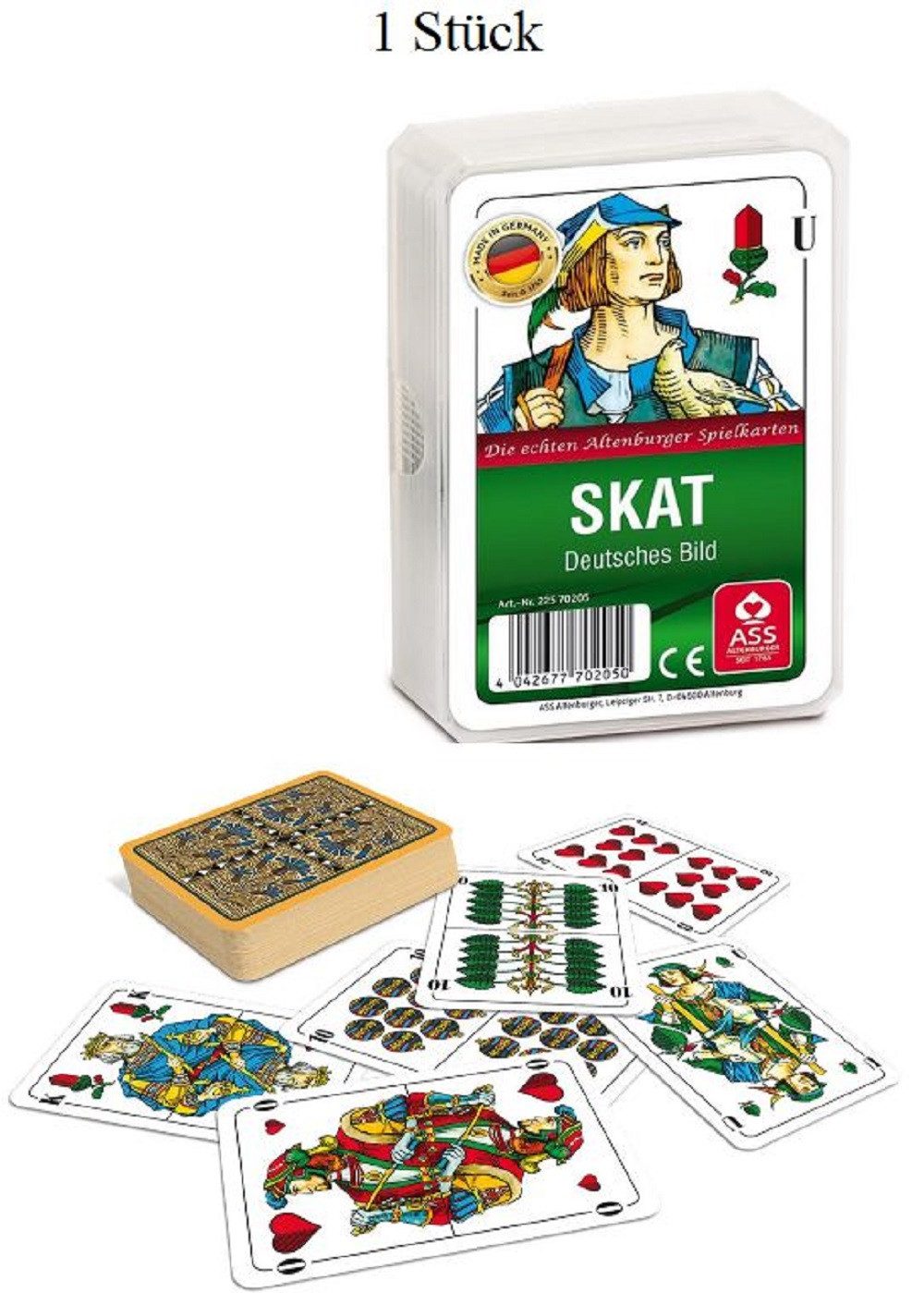 ASS Altenburger Spiel Skat,Spielkarten, Skatkarten, deutsches Bild, Blatt, Kornblume, Deutsches Blatt, Ideal als Party Spiele, Geschenke, Kollektion