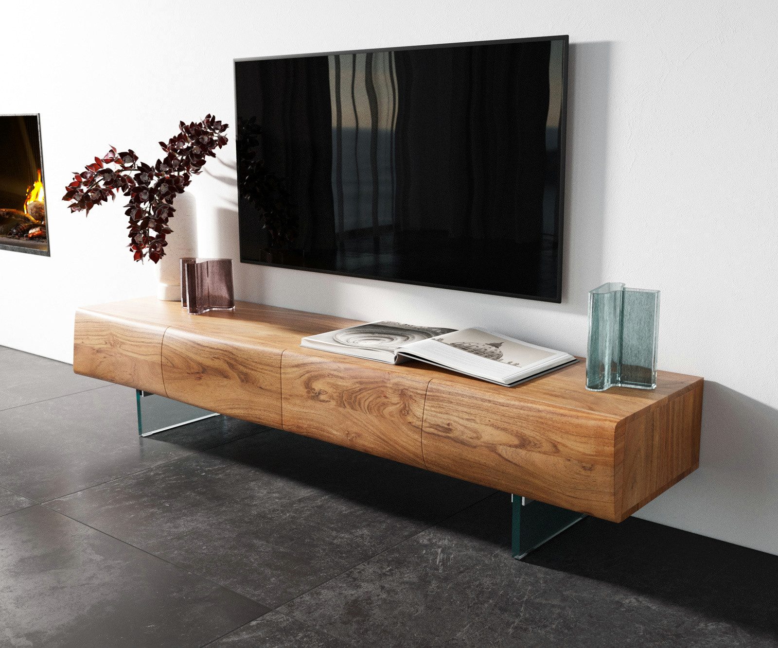 DELIFE Lowboard New, Live-Edge Akazie Natur günstig online kaufen