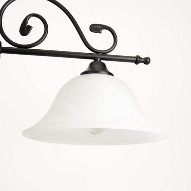 Licht-Erlebnisse Pendelleuchte »DOROTHEA«, Hängelampe im Landhausstil Deckenlampe Schwarz Alabaster Glas Lampe