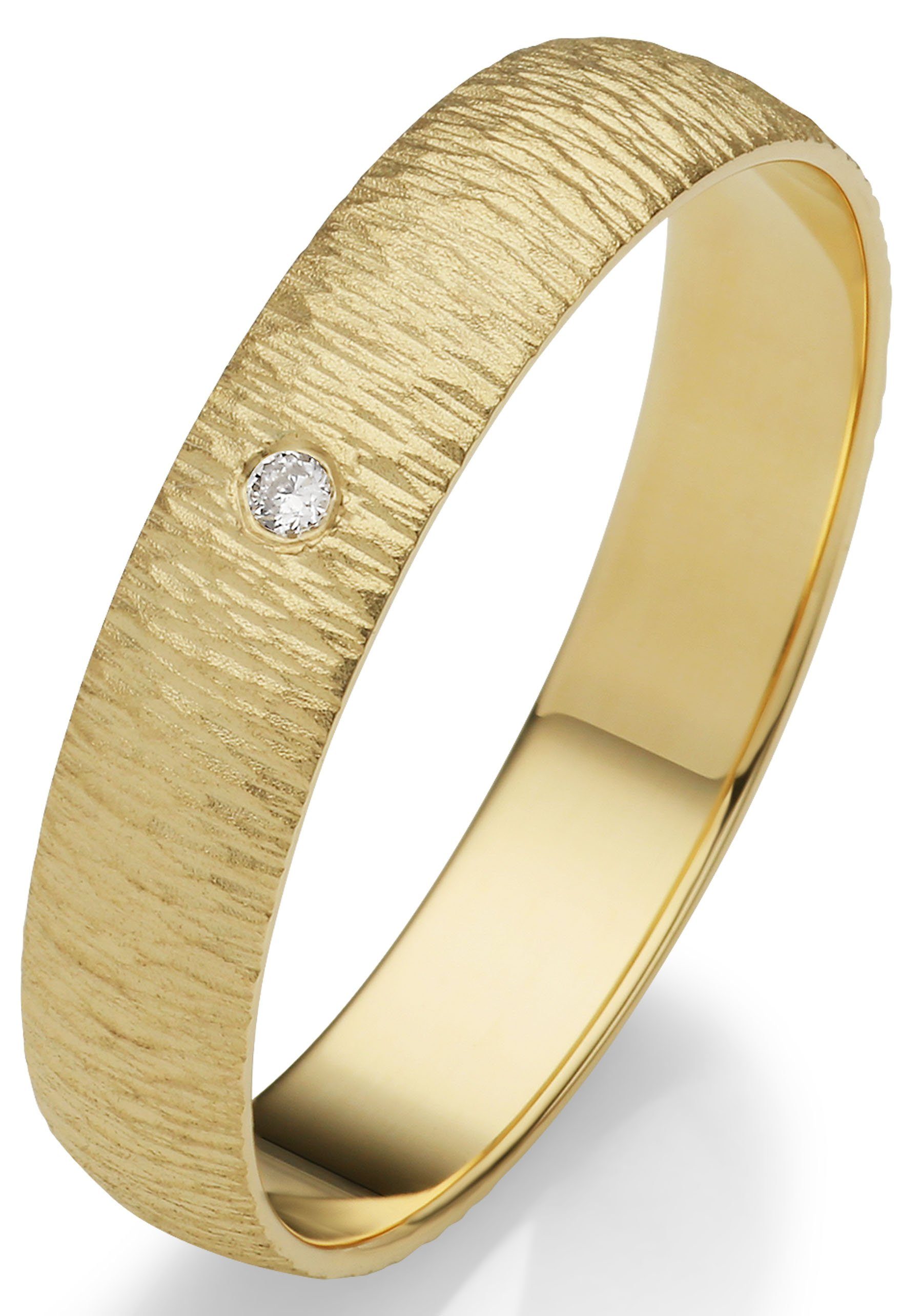 Firetti Trauring Schmuck Geschenk Gold 375 Hochzeit Ehering "LIEBE", Made in Germany, wahlweise mit oder ohne Brillant