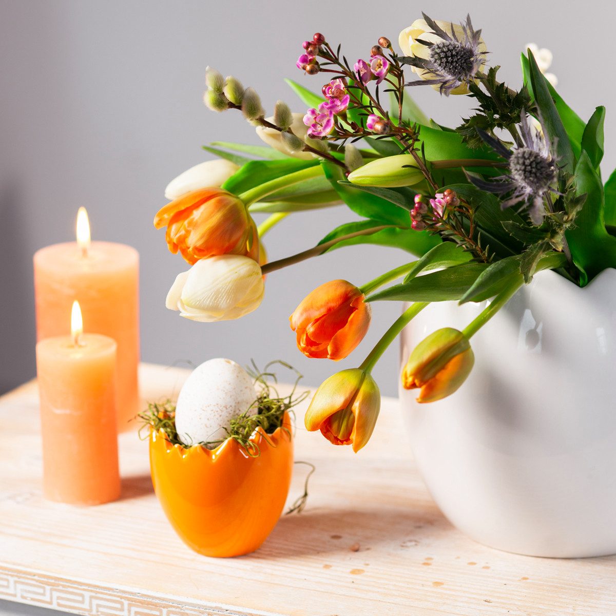 Viana Osterei Osterei Keramik Übertopf Pflanztopf Weiß 20x18cm Osterdeko