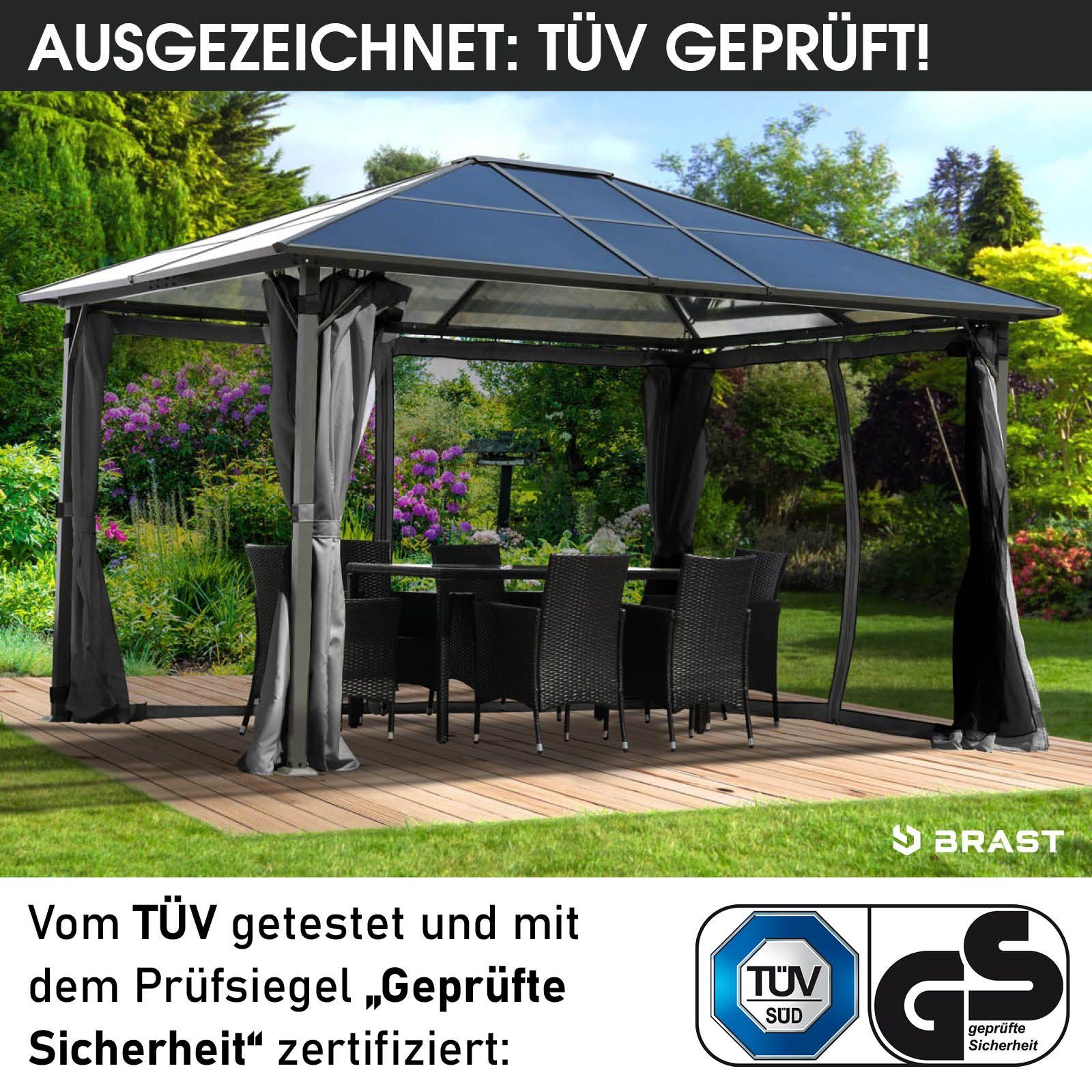 BRAST Pavillon Summerdream Aluminium 3x4m Garten Moskitonetz TÜV geprüft, mit 4 Seitenteilen, wasserdicht, UV-Schutz, festes Dach – Bild 4 von 5