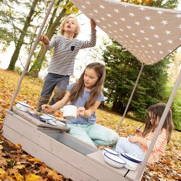 roba® Sandkasten Boot, Kinder-Sandkiste aus wetterfestem Massivholz, inkl. Sonnendach