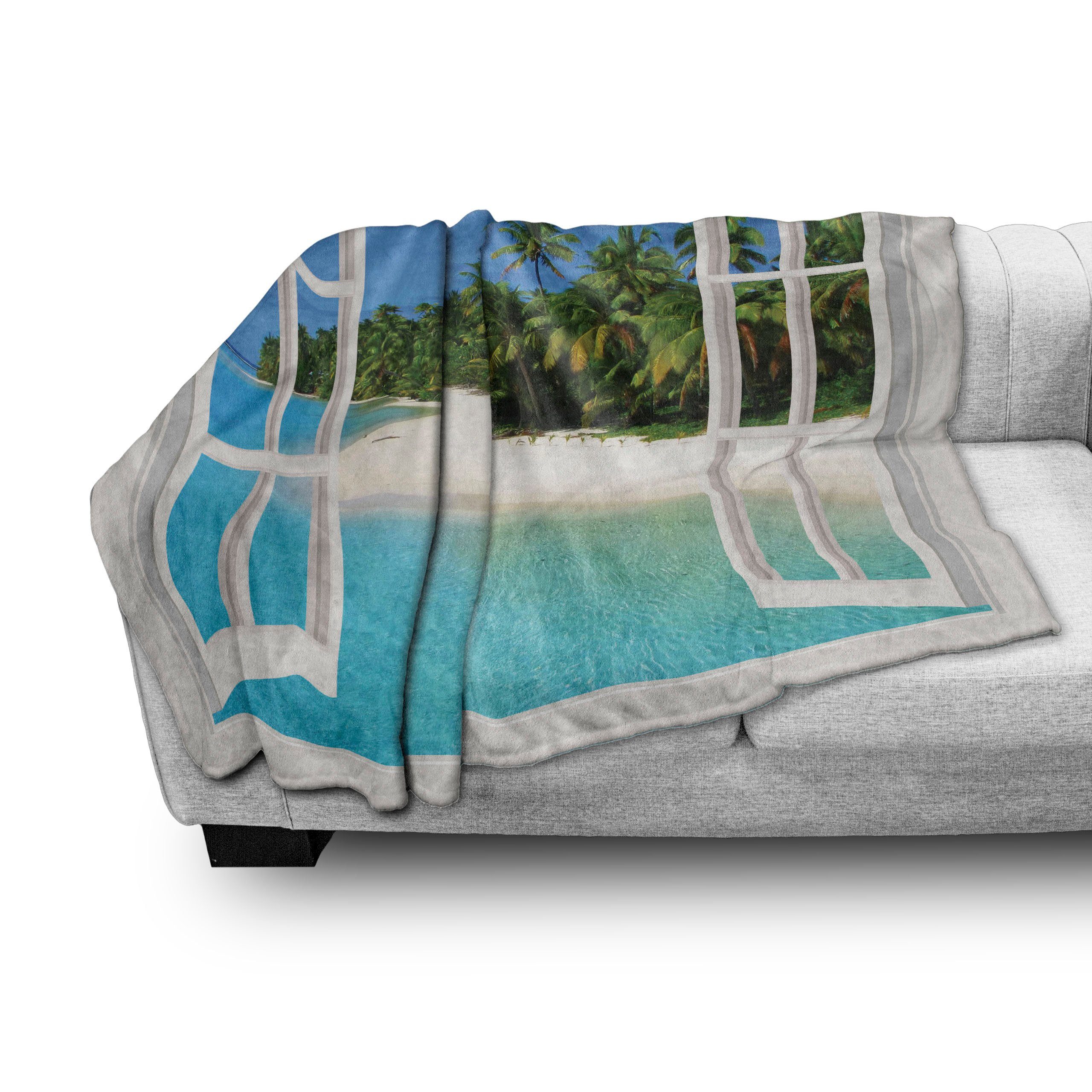Wohndecke Gemütlicher Plüsch für Paradise Island Innen- den Palme Außenbereich, Ozean Abakuhaus, und