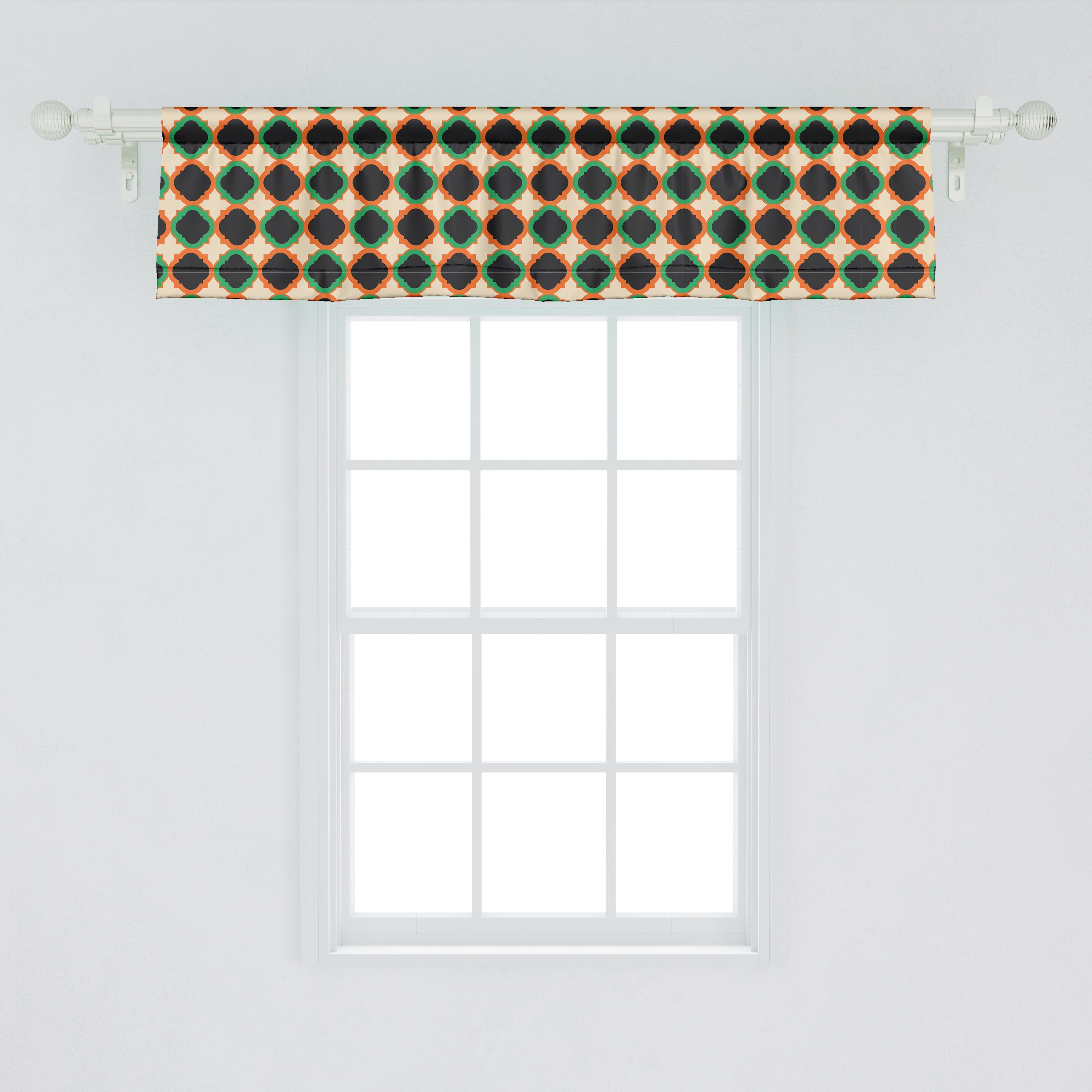 Abakuhaus, für Motiv Volant Quatrefoil Dekor Microfaser, Scheibengardine Schlafzimmer mit Vorhang Stangentasche, Medieval Küche