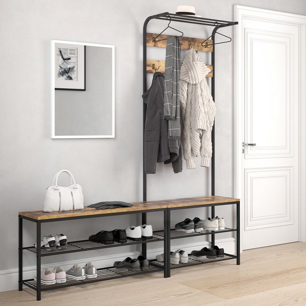 Vicco Garderoben-Set Fyrk, Eiche rustikal/Schwarz, 70 x 190 cm, (kein Set) günstig online kaufen