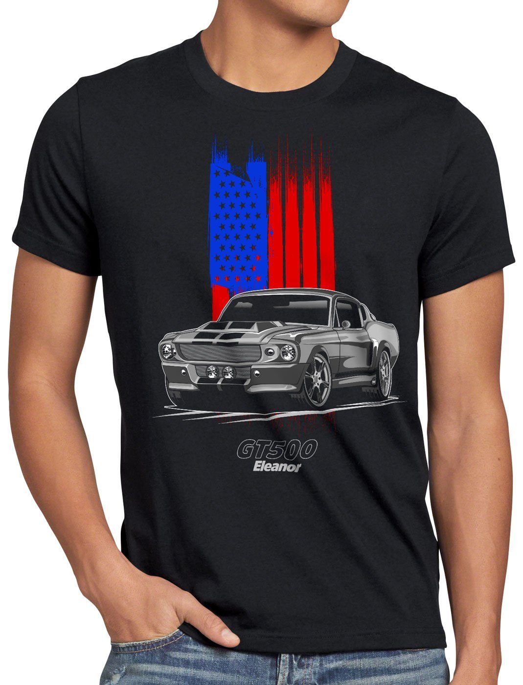 GT500 Eleanor T-Shirt Herren style3 stripes Print-Shirt usa and stars