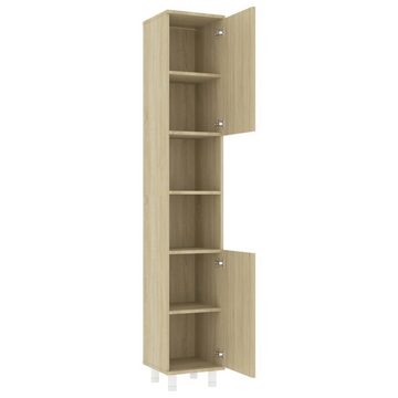 vidaXL Badezimmer-Set Badezimmerschrank Sonoma-Eiche 30x30x179 cm Holzwerkstoff, (1-St)