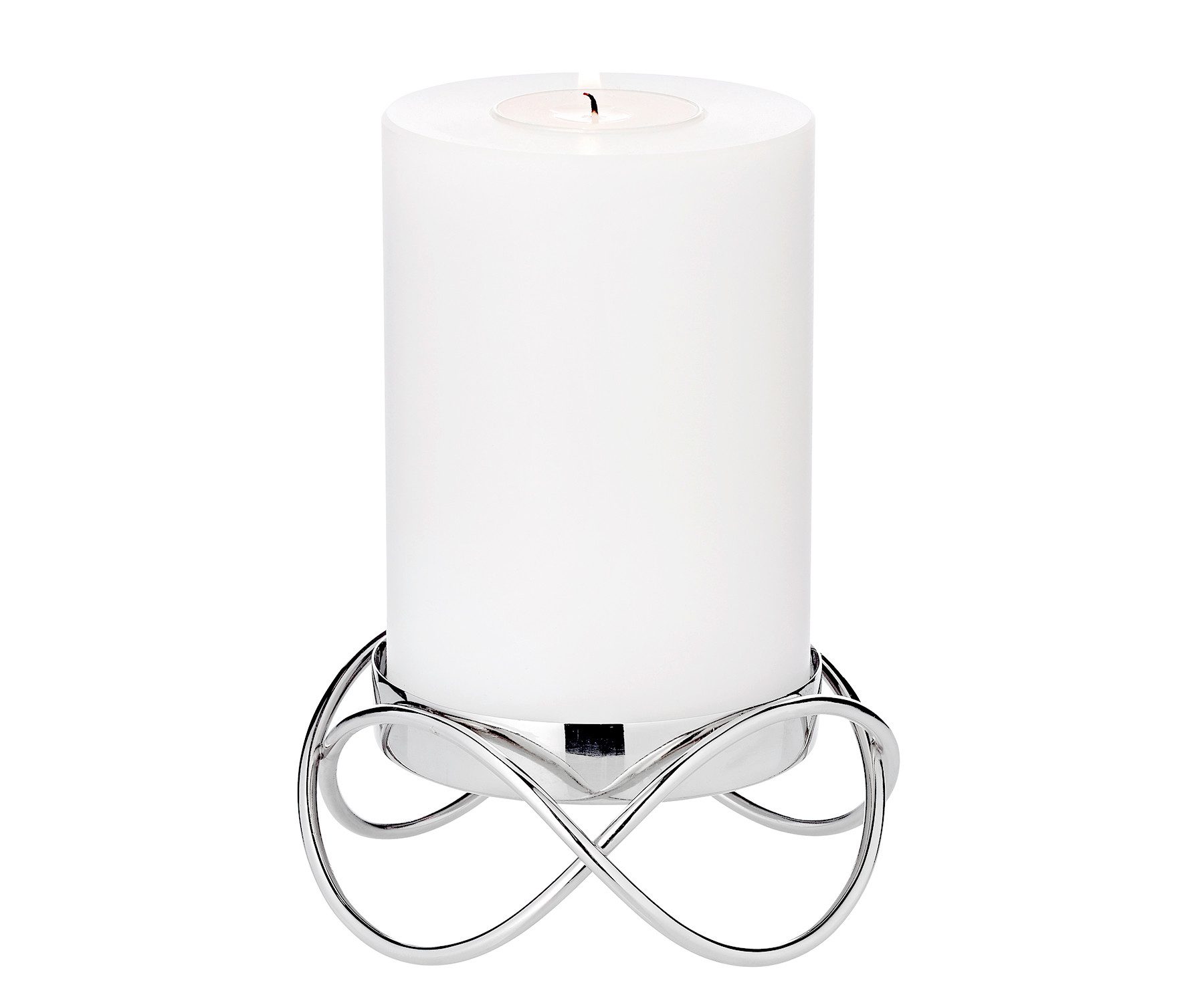 EDZARD Kerzenhalter Bastia, 2er-Set, Edelstahl, vernickelt, hochglanzpoliert, H 4,5 cm