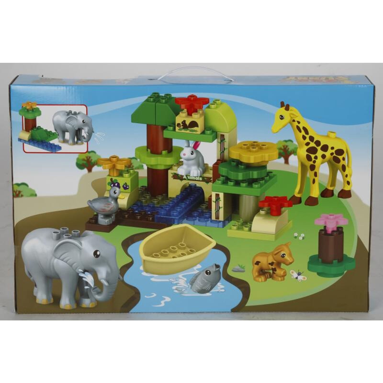 BURI Bausteine Zoo 51tlg. Kinderspielzeug Steckbausteine Tiere Konstruktionsspielsteine