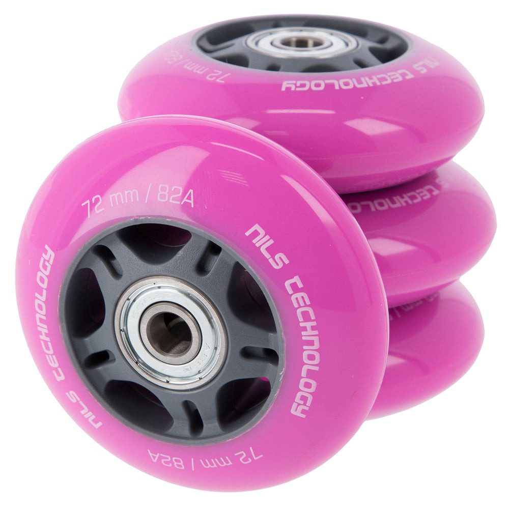 NILS EXTREME Inlineskates-Rolle Ersatzrollen Skaterollen Rollensatz (Spar-Set, 4 St), 82A, 72x24 mm, ABEC 7, 4er-Set, rosa
