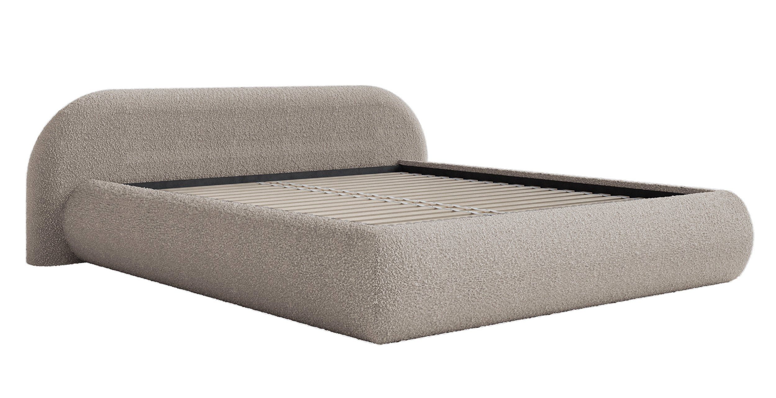 Selsey Polsterbett SHELS LOW, mit Rolllattenrost, Kopfteil und Bouclé, 140, 160, 180 cm