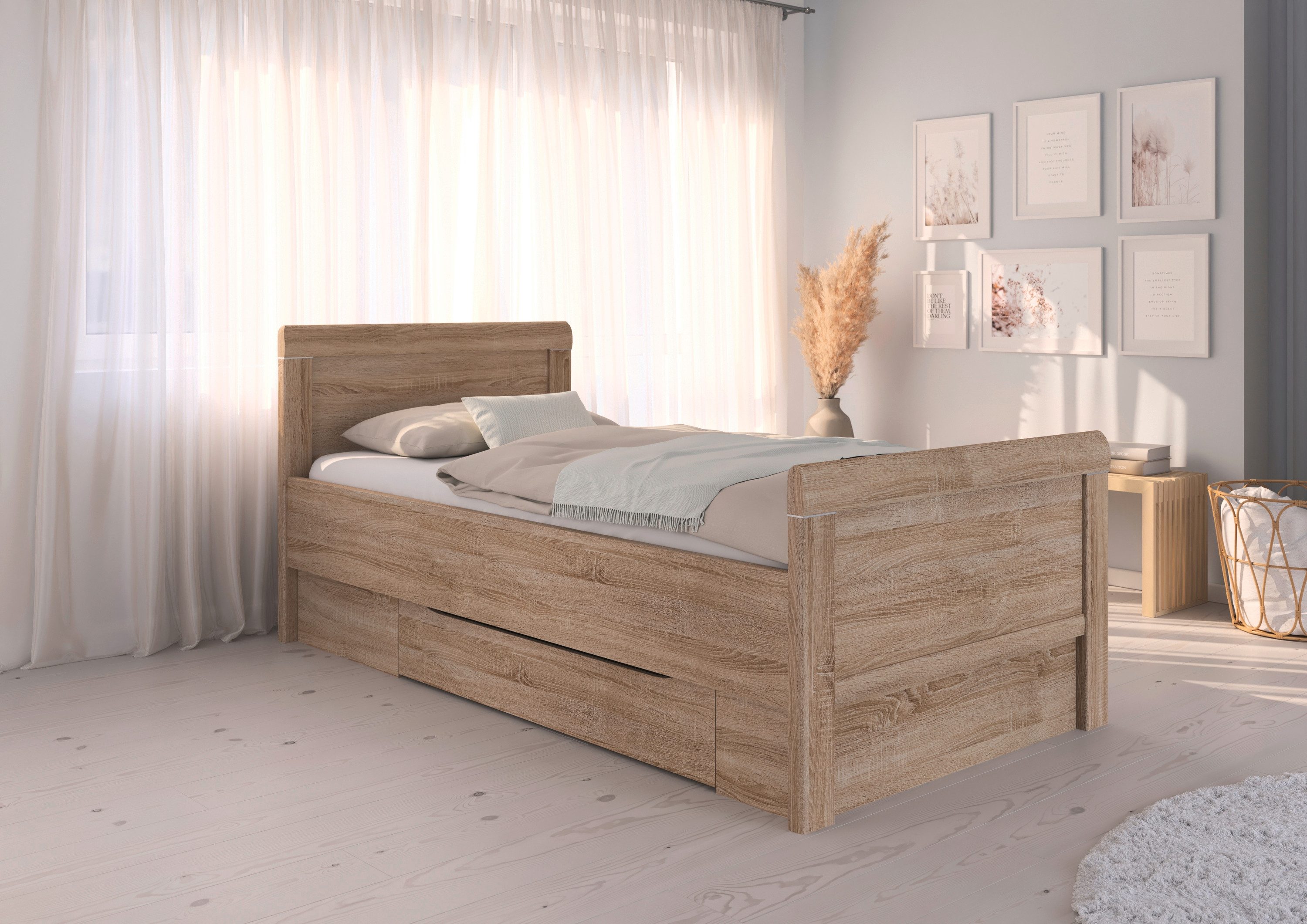 rauch Stauraumbett Bett Einzelbett Stollenbett Bettkästen EVELYN, in Komforthöhe mit Holzkopfteil sowie Schubladen MADE IN GERMANY – Bild 2 von 5