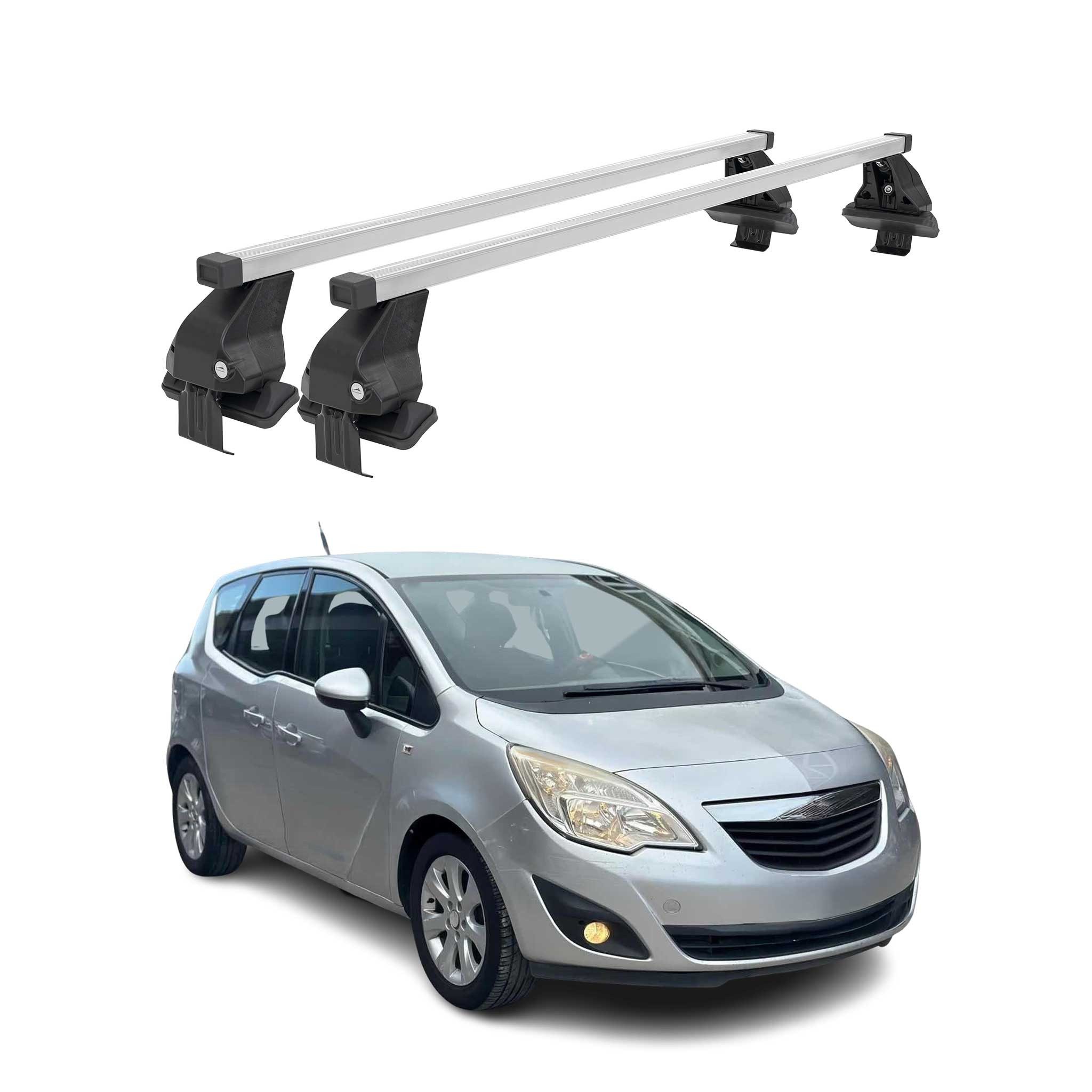 OMAC Dachträger Menabo Stahl Gepäckträger für Opel Meriva 2010-2017 Stahl Silber 2tlg (2-St), Wasserbeständig,Abnehmbar,Multifunktional,Leichtgewichtig
