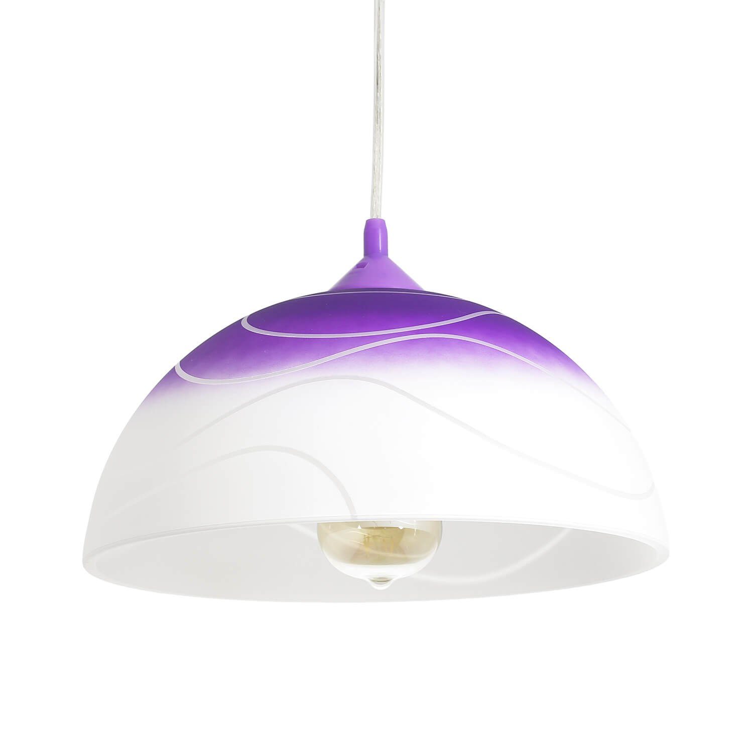 Licht-Erlebnisse Pendelleuchte ADANIA, ohne Leuchtmittel, Pendelleuchte Küche Lila rund retro Hängelampe Esstisch Lampe