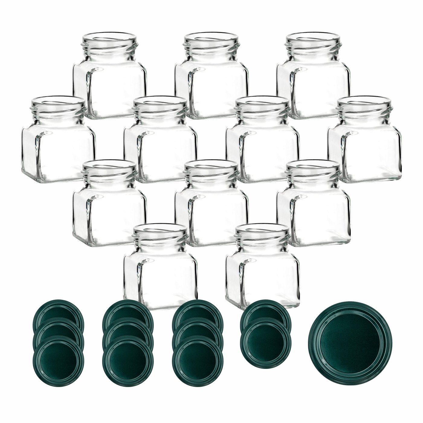eckig ml (12-tlg), - Grün Vorratsglas Schraub-Deckel Vorratsgläser, Kleine mit Einmachgläser gouveo 120