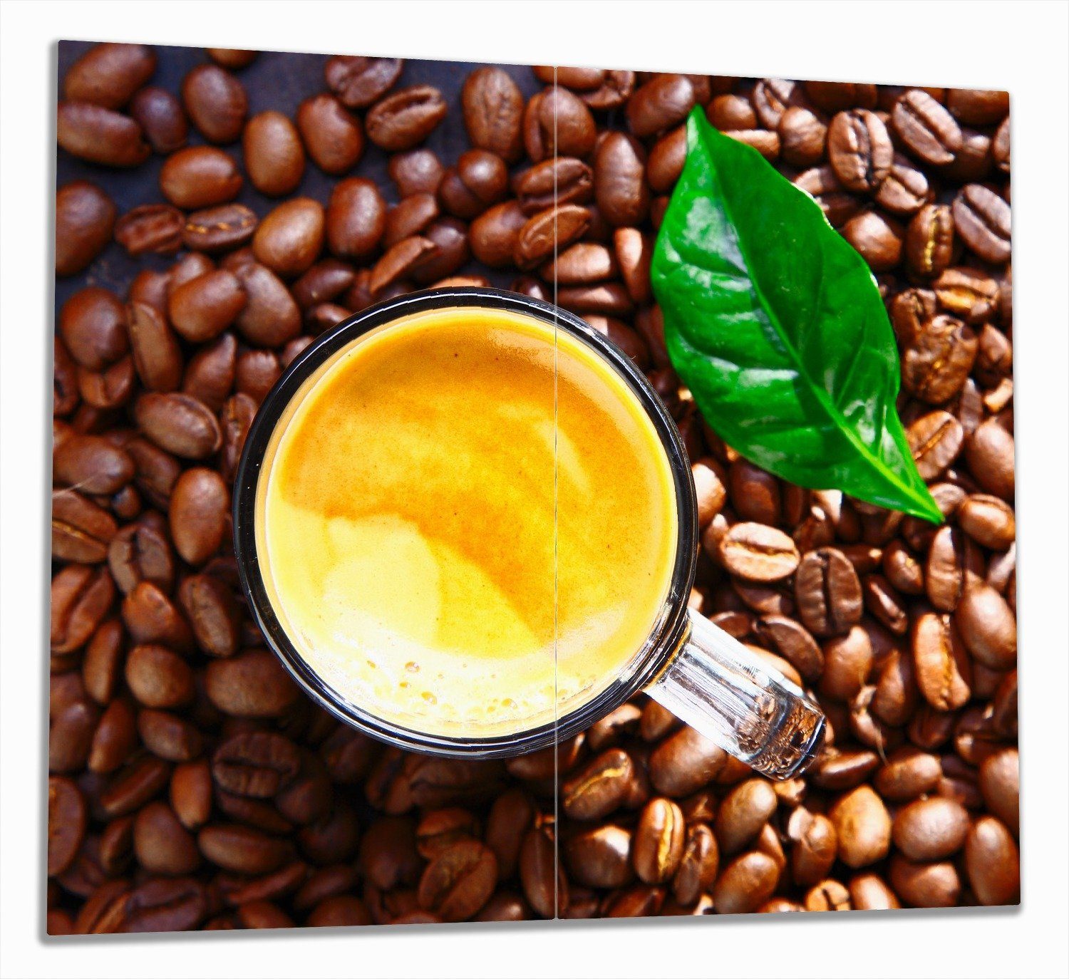 Wallario Herd-Abdeckplatte Kaffee und Bohnen, ESG-Sicherheitsglas, (Glasplatte, 2 tlg., inkl. 5mm Noppen), verschiedene Größen