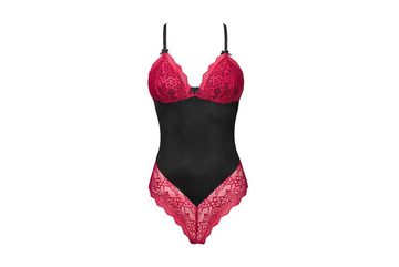 Livco Corsetti Fashion Body Body Caris schwarz-rot mit Spitze Blumenmuster elastisch