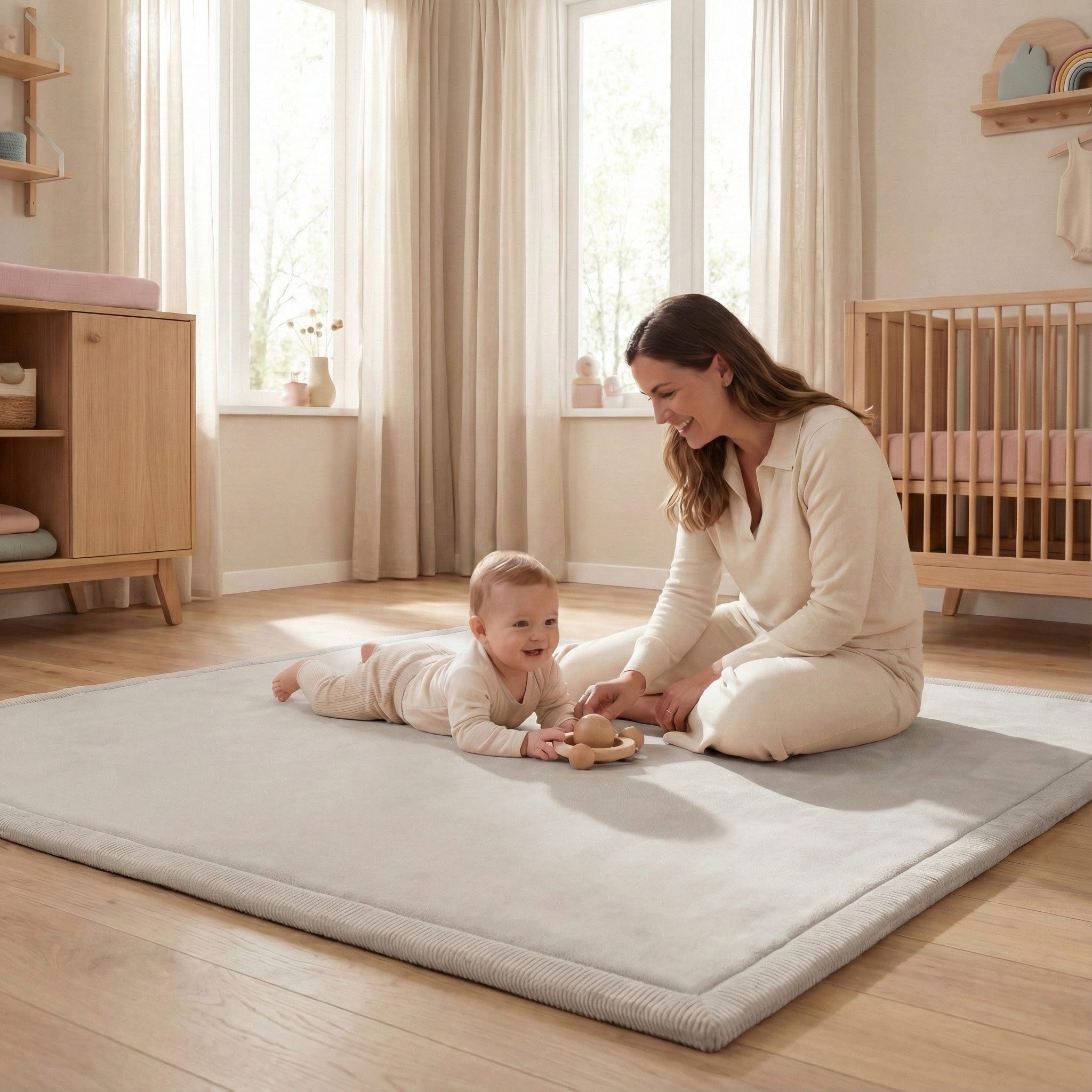 Sanosoft Kinderteppich Sanosoft samtweicher und kuscheliger Krabbelteppich, Höhe: 30 mm, Öko-Tex 100