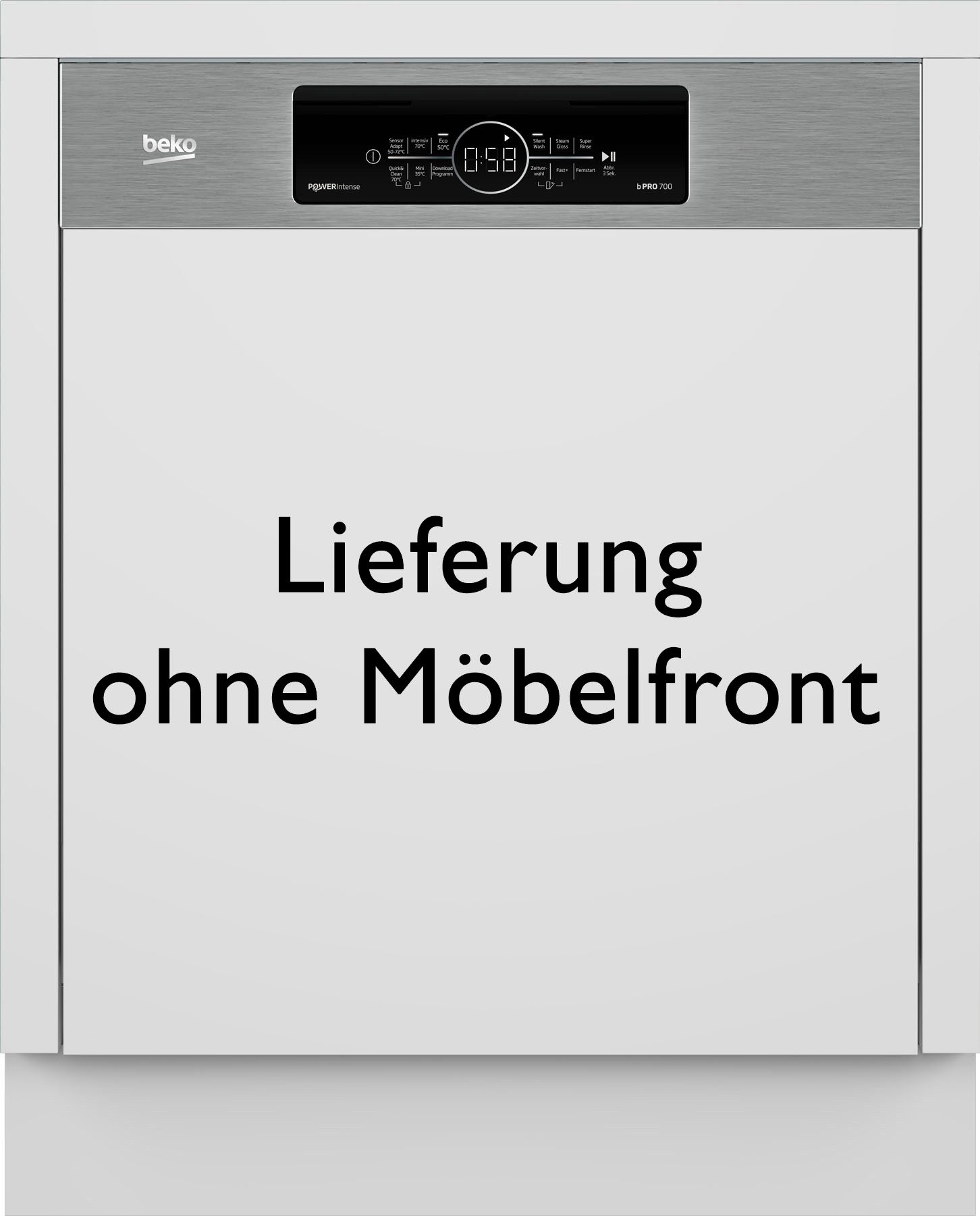 BEKO teilintegrierbarer Geschirrspüler BDSN36561XP, 8,9 l, 15 Maßgedecke, Doppelt gut organisiert – inklusive Besteckschublade und Besteckkorb