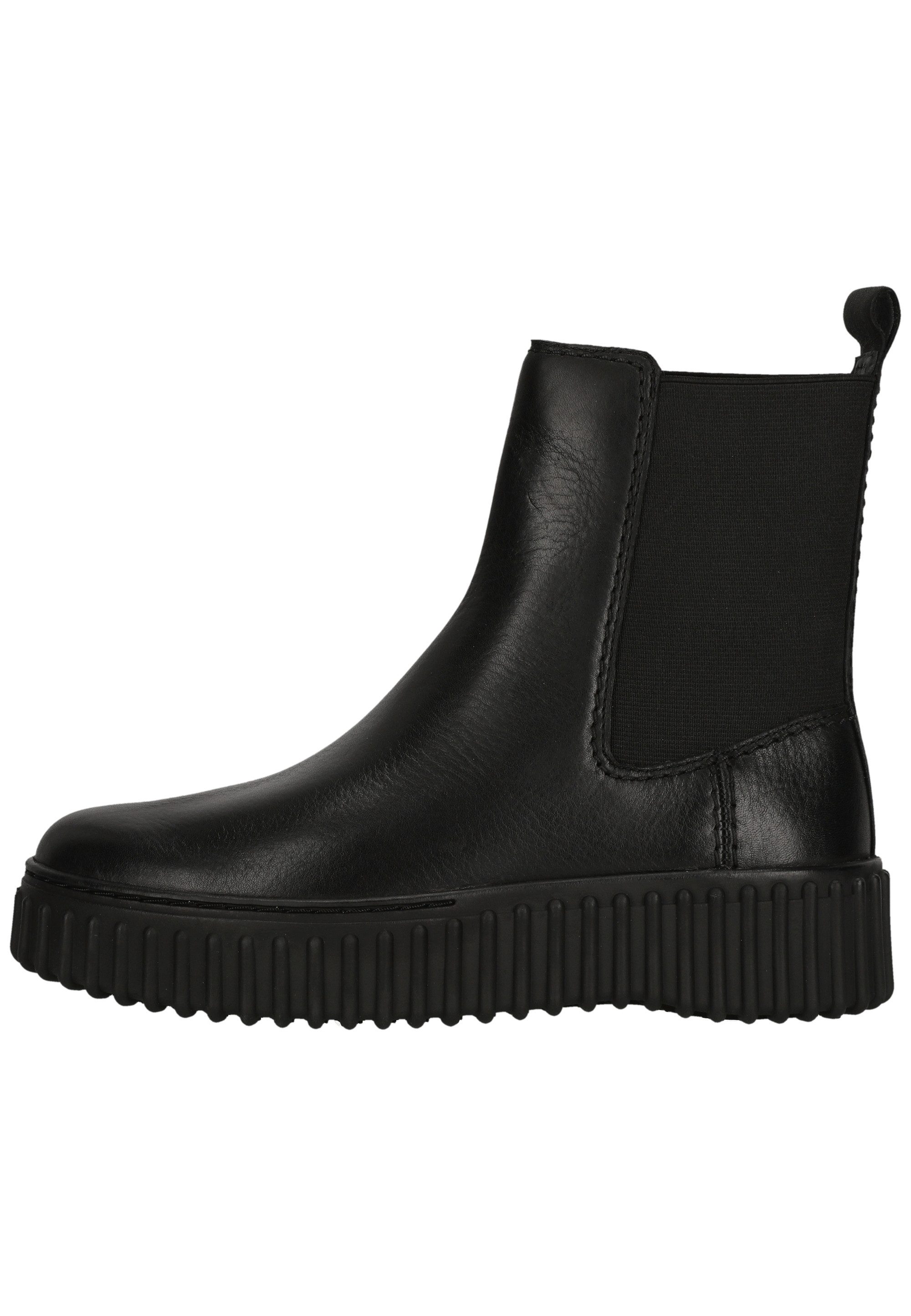Clarks Torhill Maple Black Leather Stiefelette mit charakteristischer, gerippter Sohle