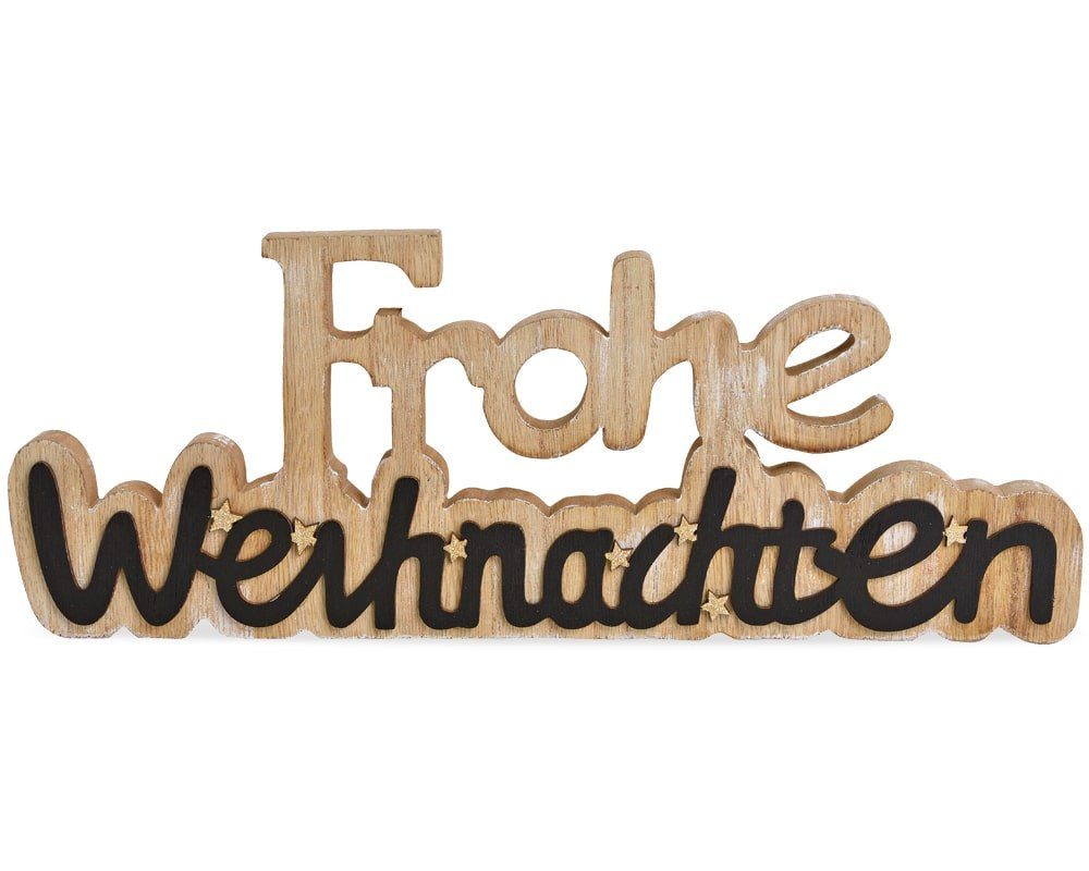 cm 40 HOME & Schriftzug FROHE Holz Dekofigur 3D (1 Buchstaben WEIHNACHTEN HOBBY matches21 St)