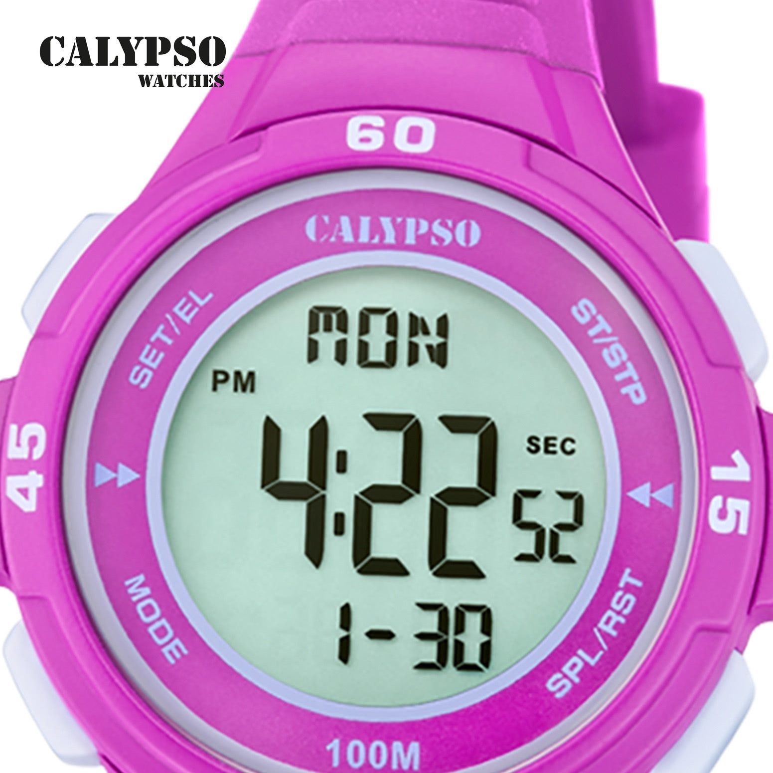CALYPSO WATCHES Digitaluhr Calypso Jugenduhr Kunststoff rosa Calypso, (Digitaluhr), Jugenduhr rund, mittel (ca. 35mm) Kunststoffarmband, Fashion-Style