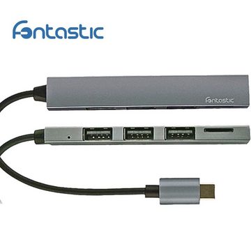 fontastic USB-Verteiler 4-in-1 USB Typ-C Hub, USB-Hub x4