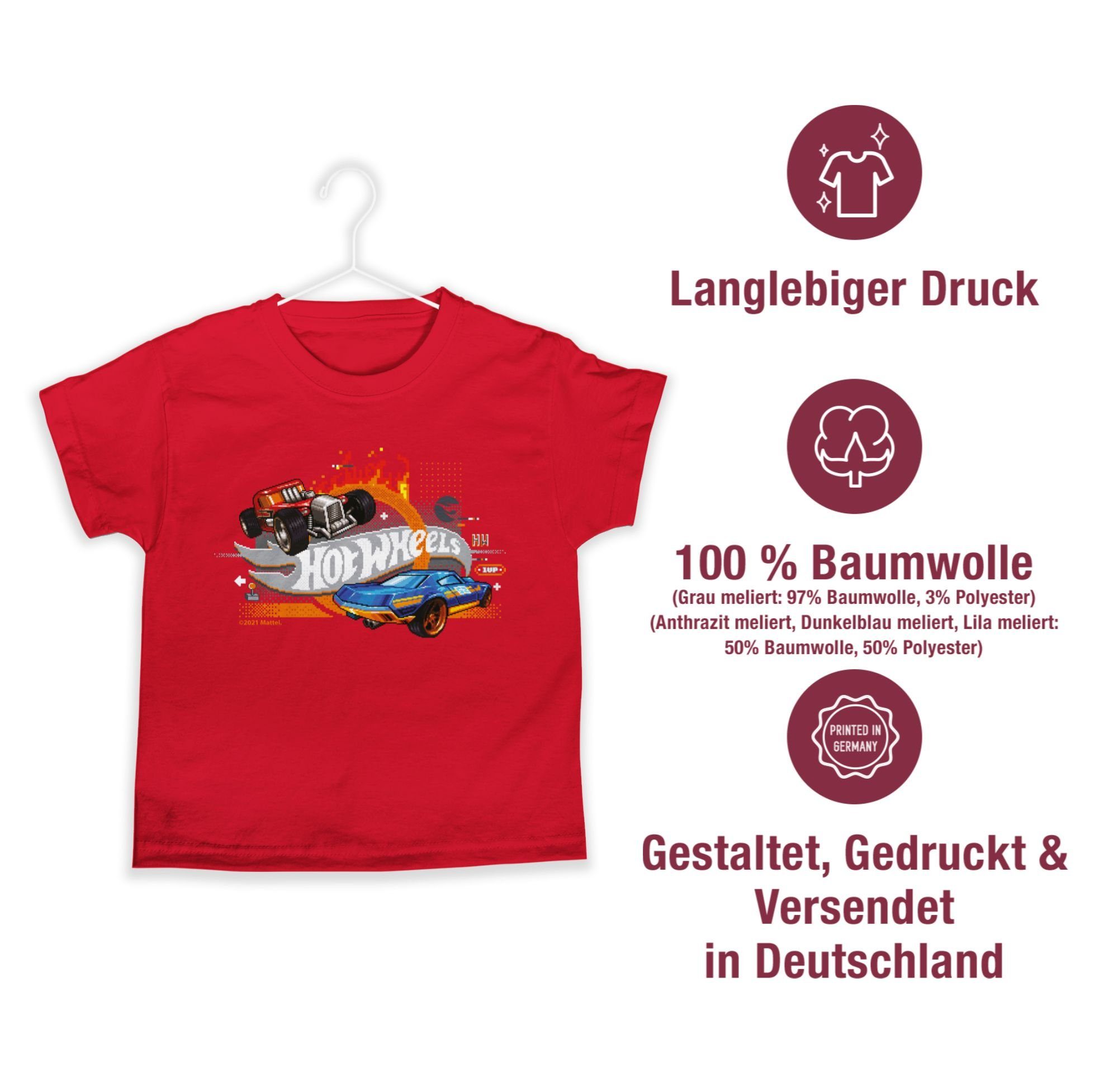 Shirtracer T-Shirt 01 Jungen Wheels Rot Logo Hot 8-Bit