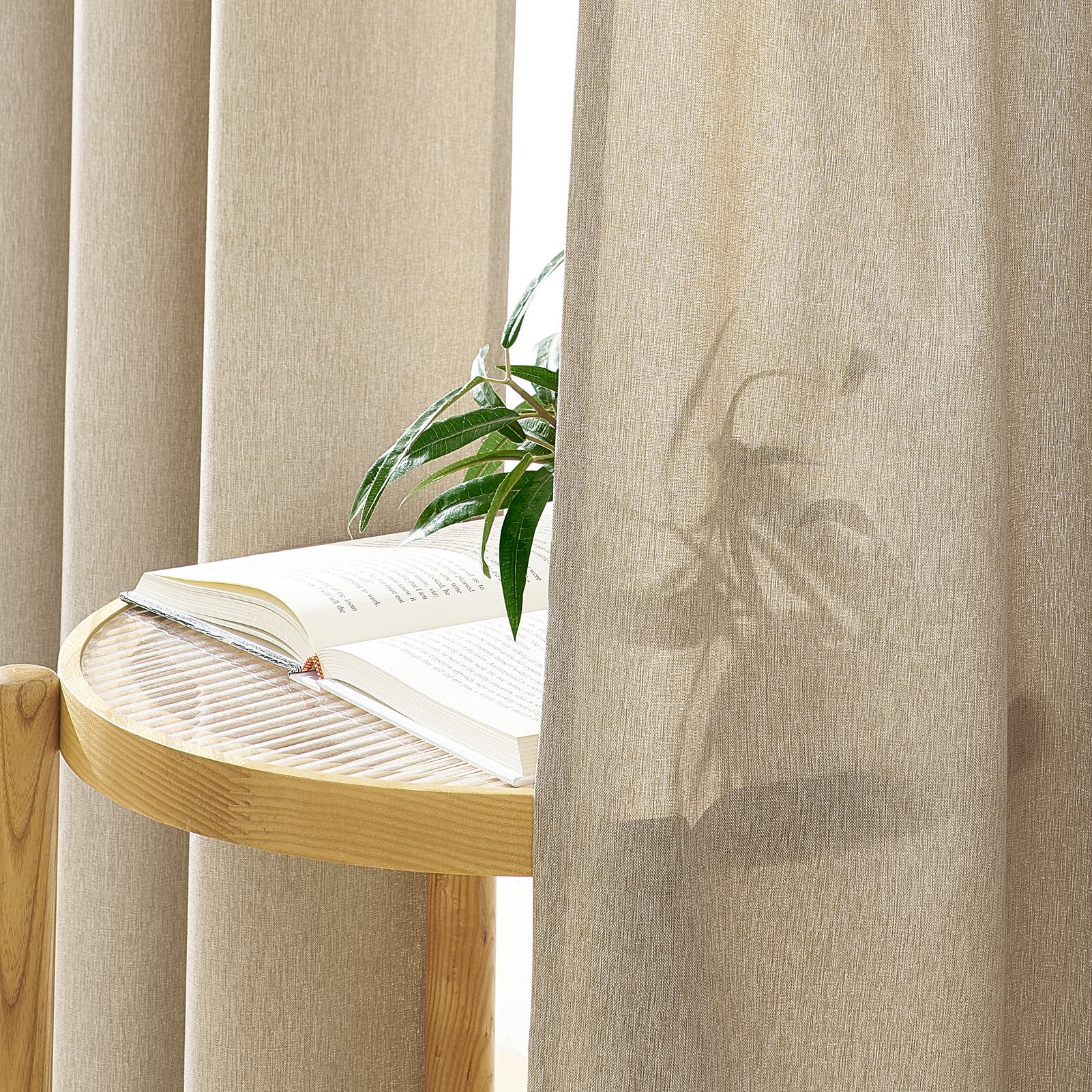 Topfinel Vorhang Vorhang Wohnzimmer Leinenoptik Licht Filtern mit Ösen Halbtransparent, Ösen, halbtransparent, Voile Ösen Gardinen Leinen 140x245cm 2er Set Schlafz Balkon Wohnz