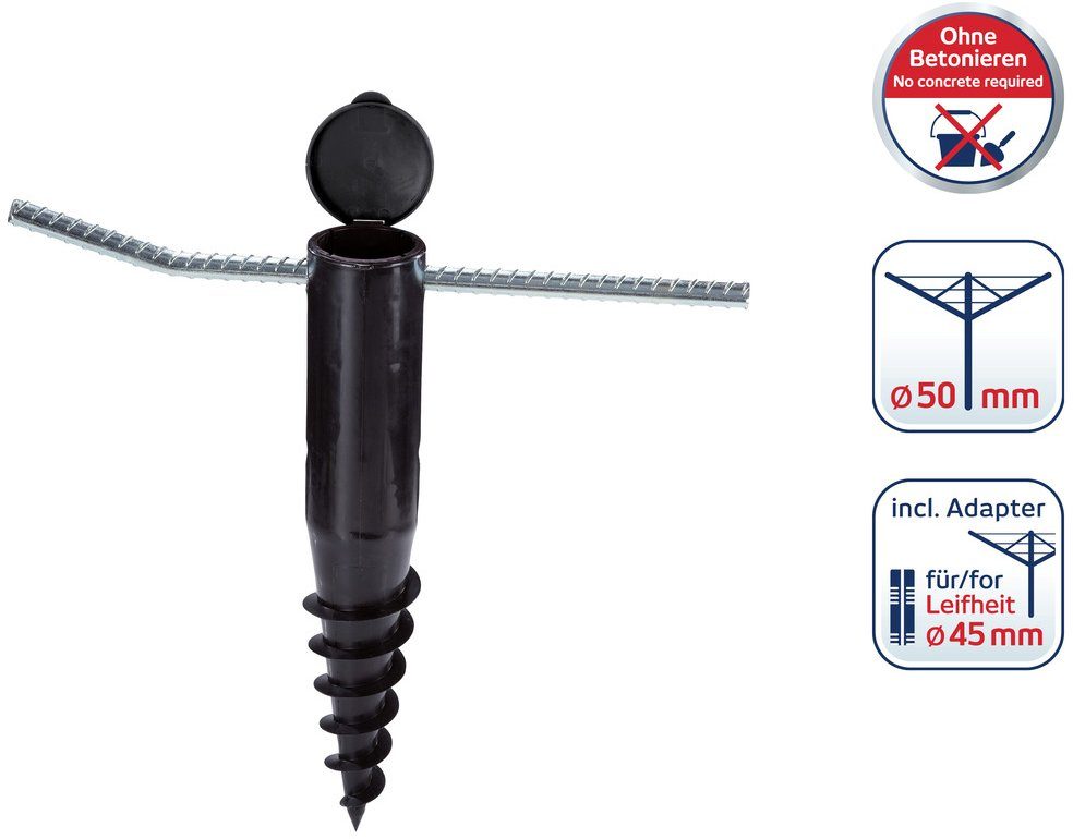 Leifheit Einschraub-Bodenhülse, für Wäschespinnen