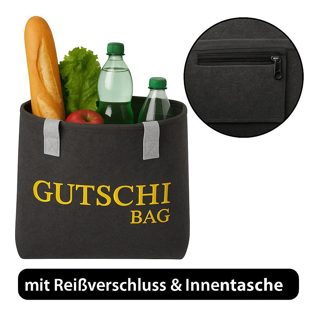 MF Shopper Gutschi Bag Filz Tasche mit Innentasche und goldener Stickerei ( günstig online kaufen
