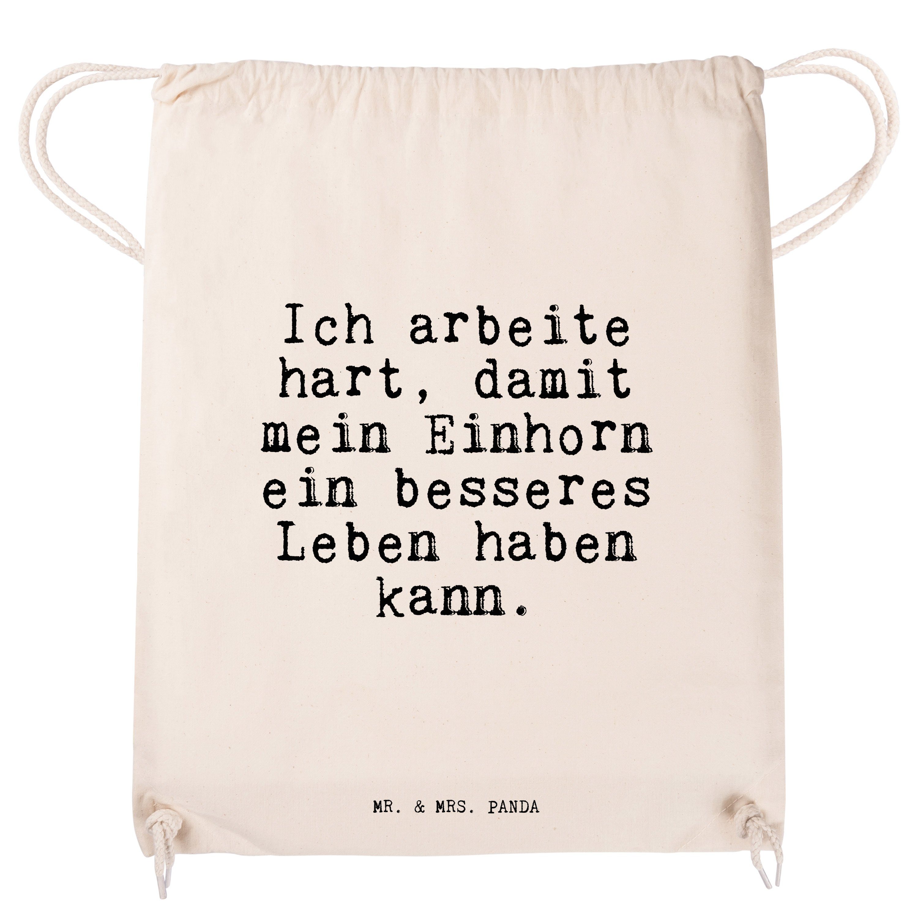 - damit... (1-tlg) Sporttasche Geschenk, arbeite - Mr. hart, & Transparent Mrs. Panda Einhorn, Ich Tasche,